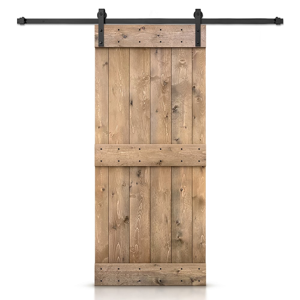 CALHOME S11-MK-72+03-20LB 20-in x 84-in Light Brown Knotty pine Wood Solid core Single Barn Door (Hardware Included)
