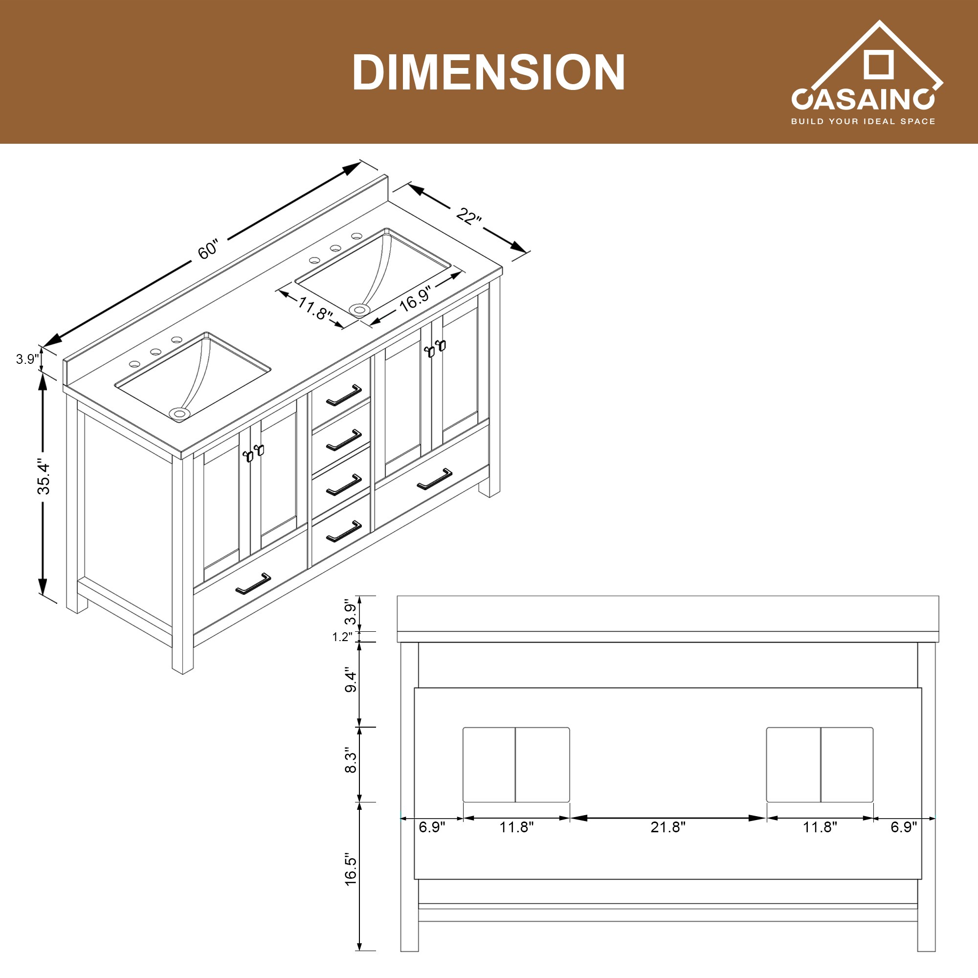 CASAINC MS-10060-CAB-WH-1 Bath-Vanity-Combo - View #10