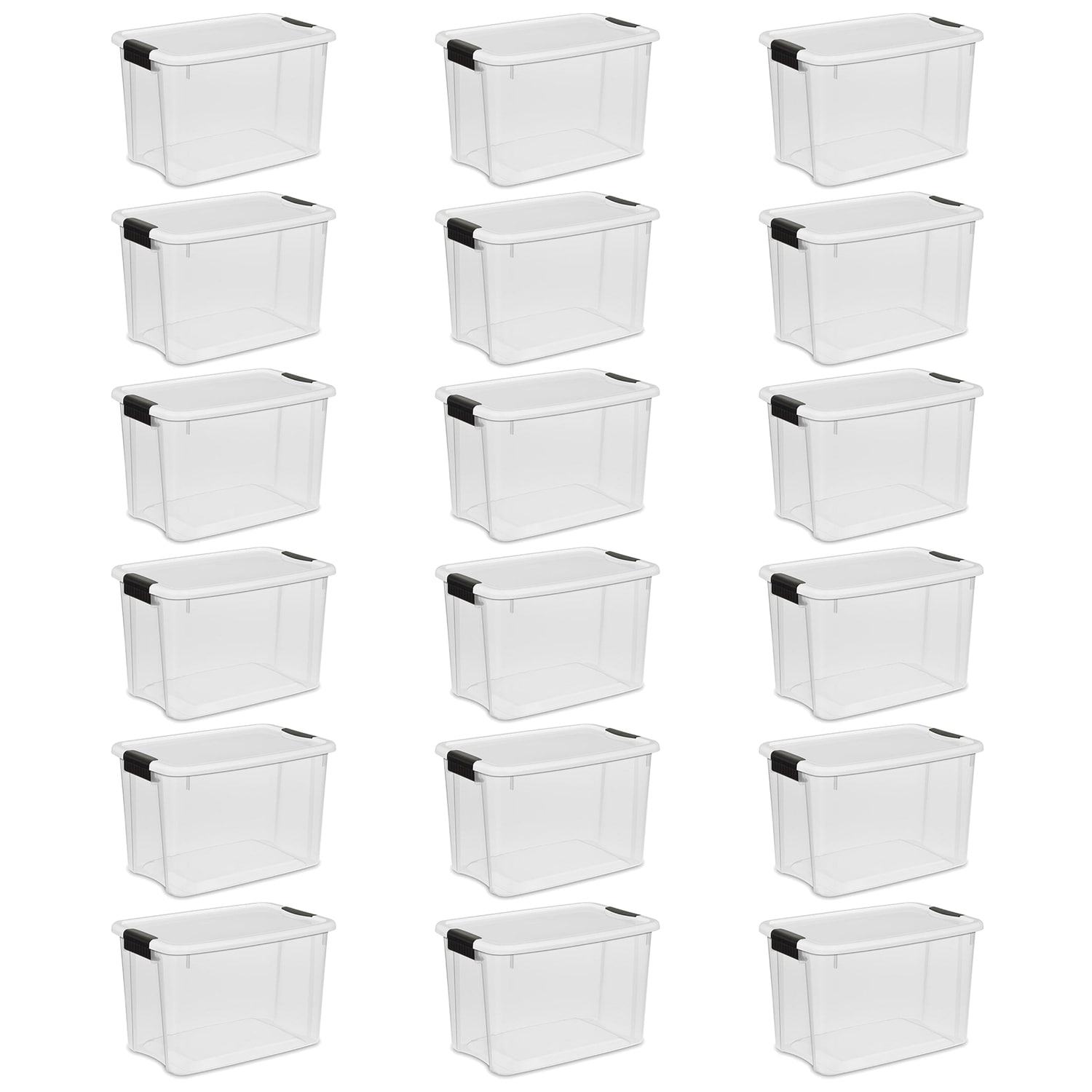 Sterilite 30 Quart (6 Pack) & 18 Quart (6 Pack ) Clear Plastic Stackable  Storage Container Bin Box Tote with White Latching Lid Organizing Solution