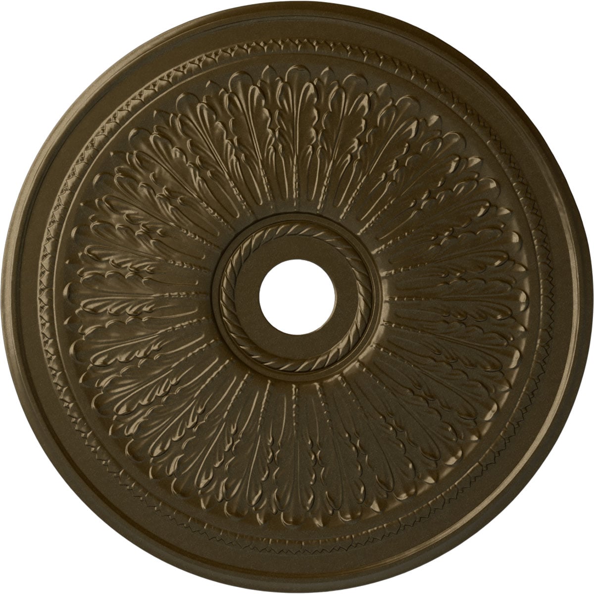 Ekena Millwork CM29OABRS Oakleaf 29.125-in W x 29.125-in L Painted Brass Polyurethane Whole Ceiling Medallion