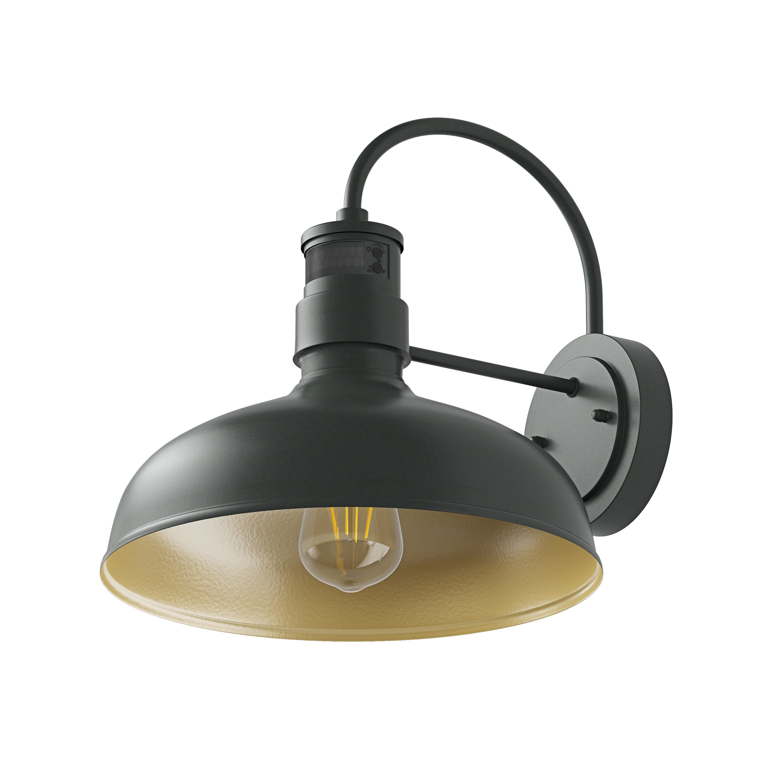 Aiwen HSMD2215-DN-L-BK-G 1 -Light 12.59-in H Black Hardwired Motion Sensor Dusk to Dawn Outdoor Wall Light