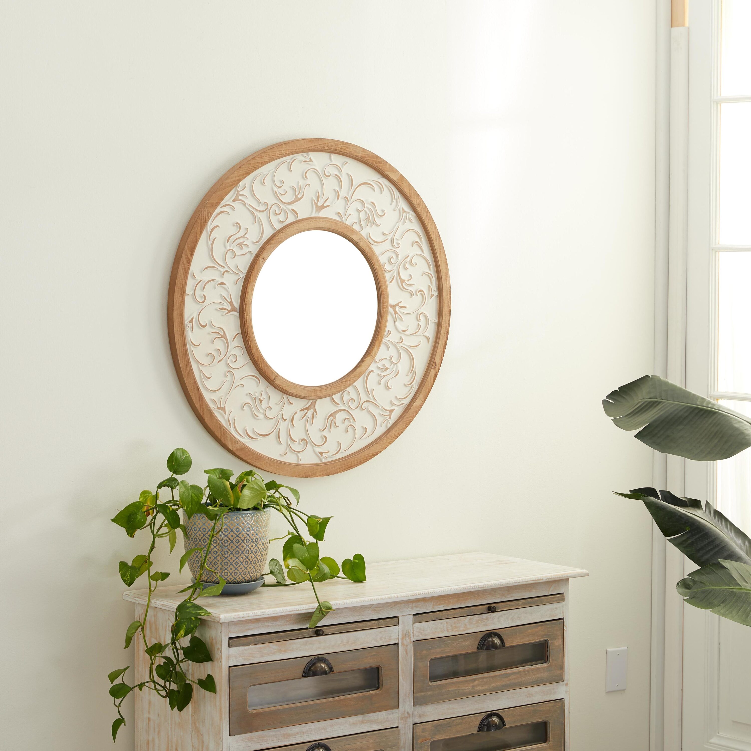 Elegant Full-Length Rectangular Wood Mirror with Silver Accents