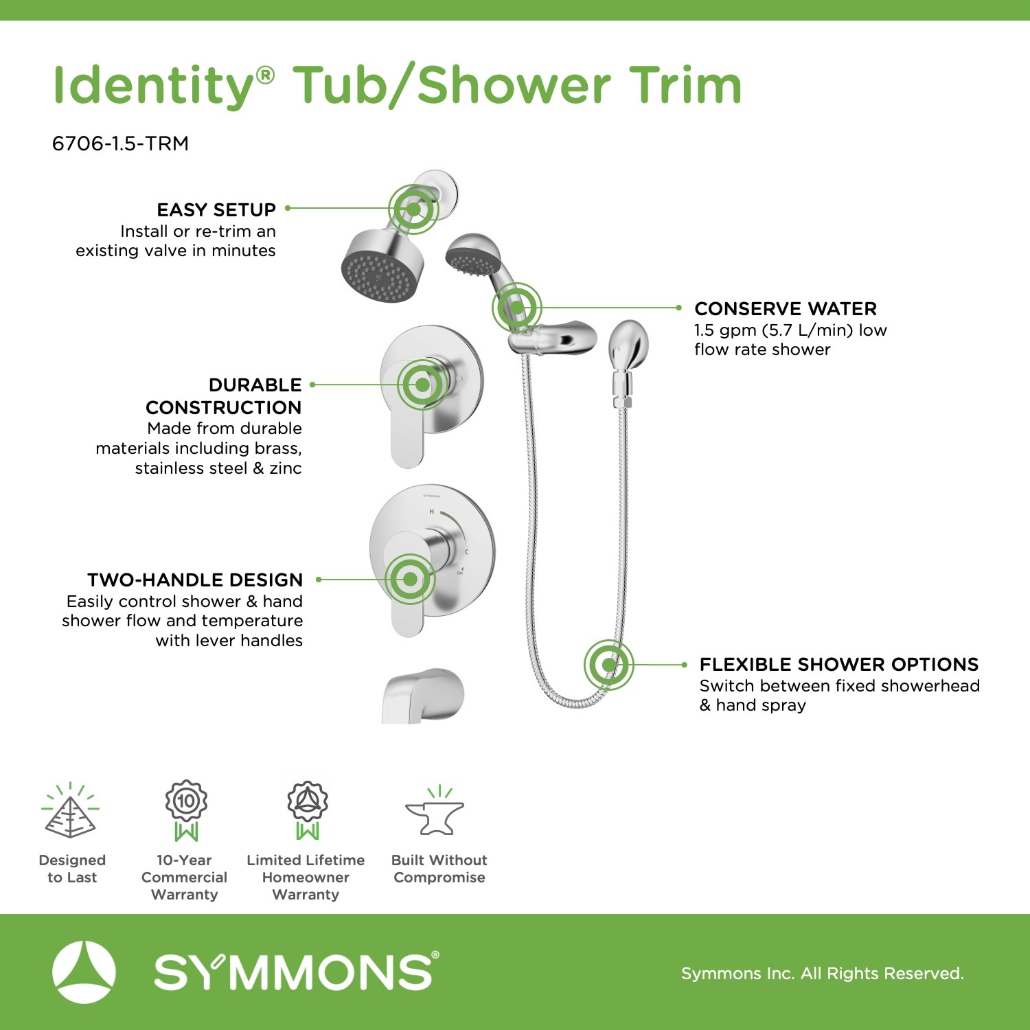 Symmons 6706-1.5-TRM Tub-Shower-Faucets - View #3