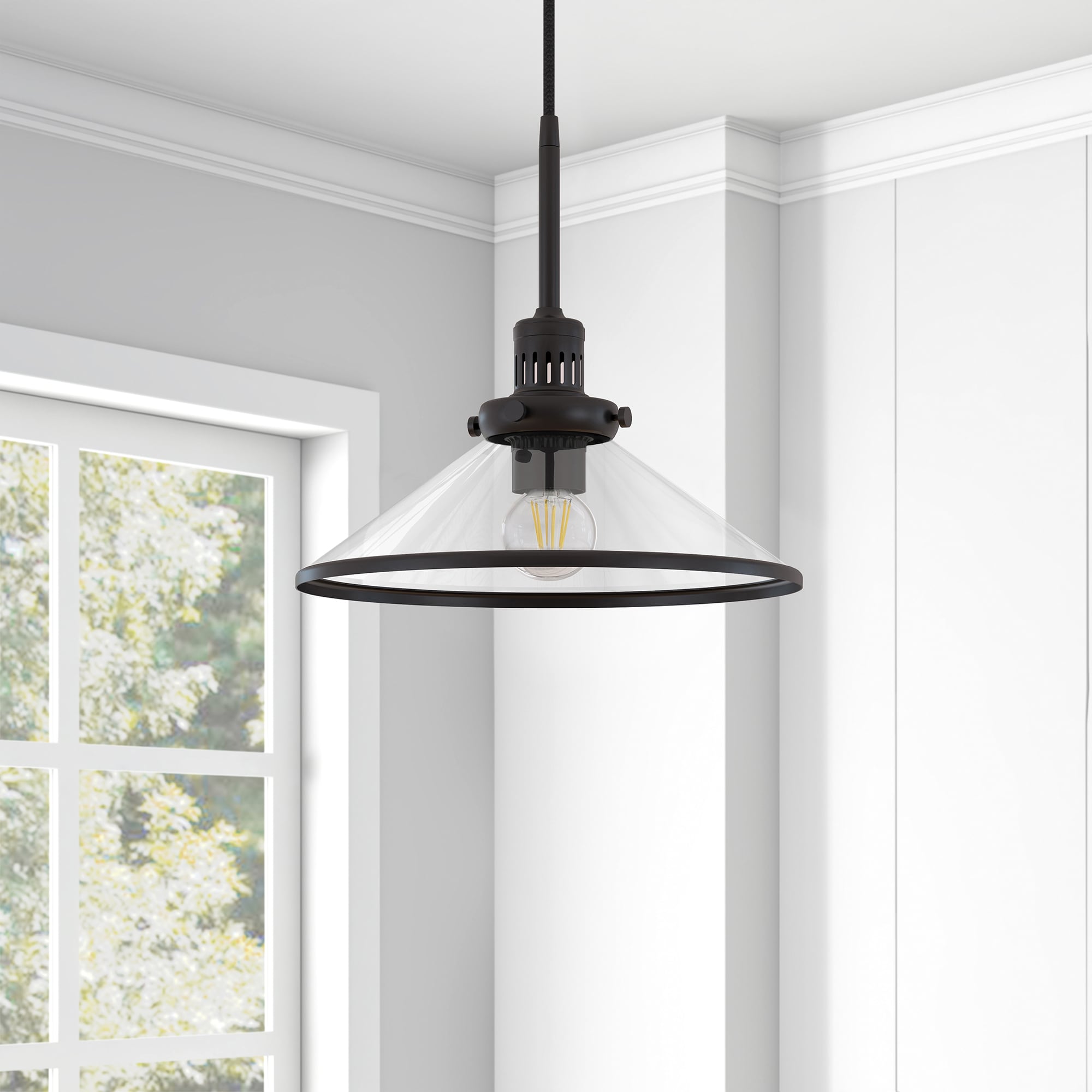 Milo Black Brushed Nickel Glass Dome Pendant Light