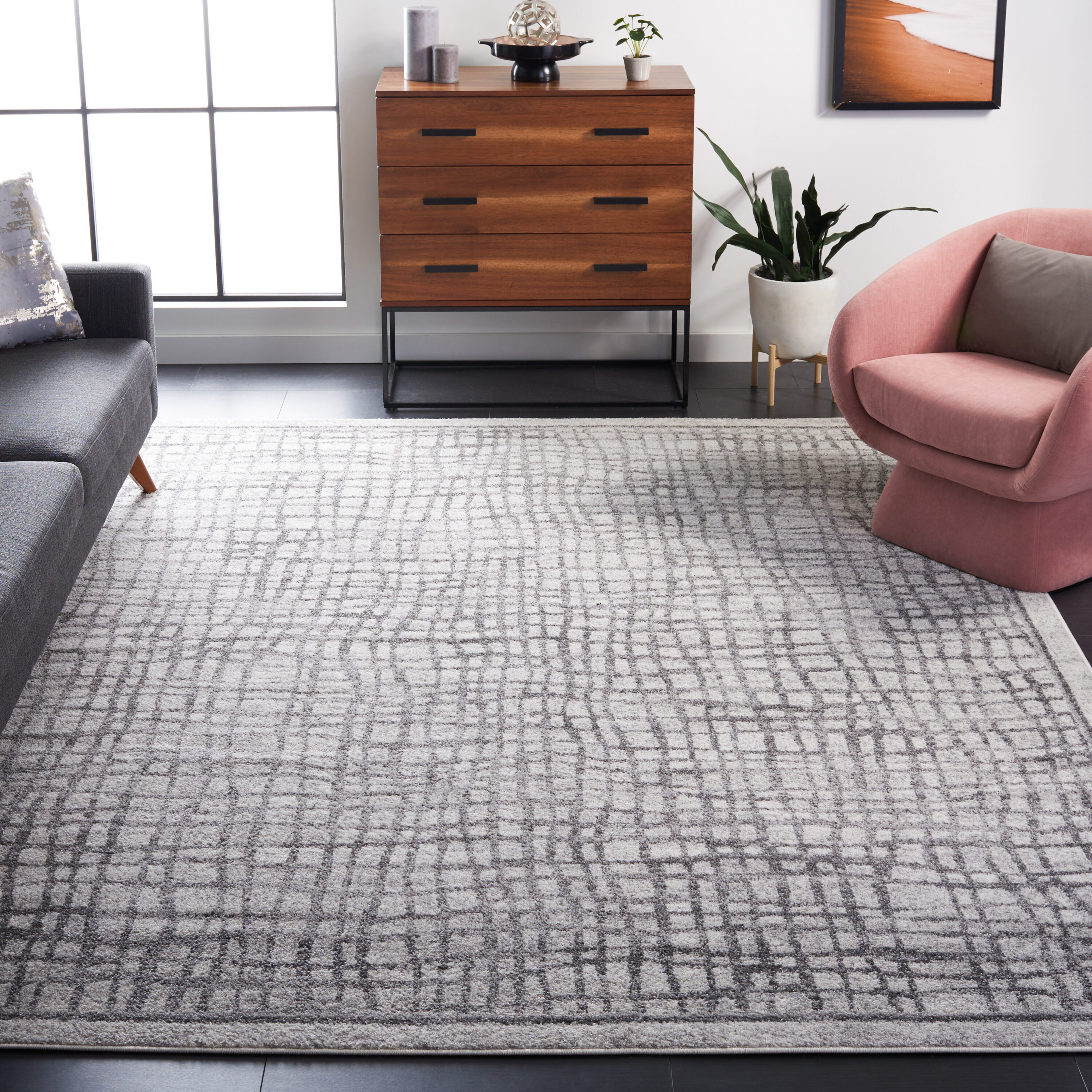 Adirondack 103B Silver Ivory 10ft x 14ft Large Rectangle Rug