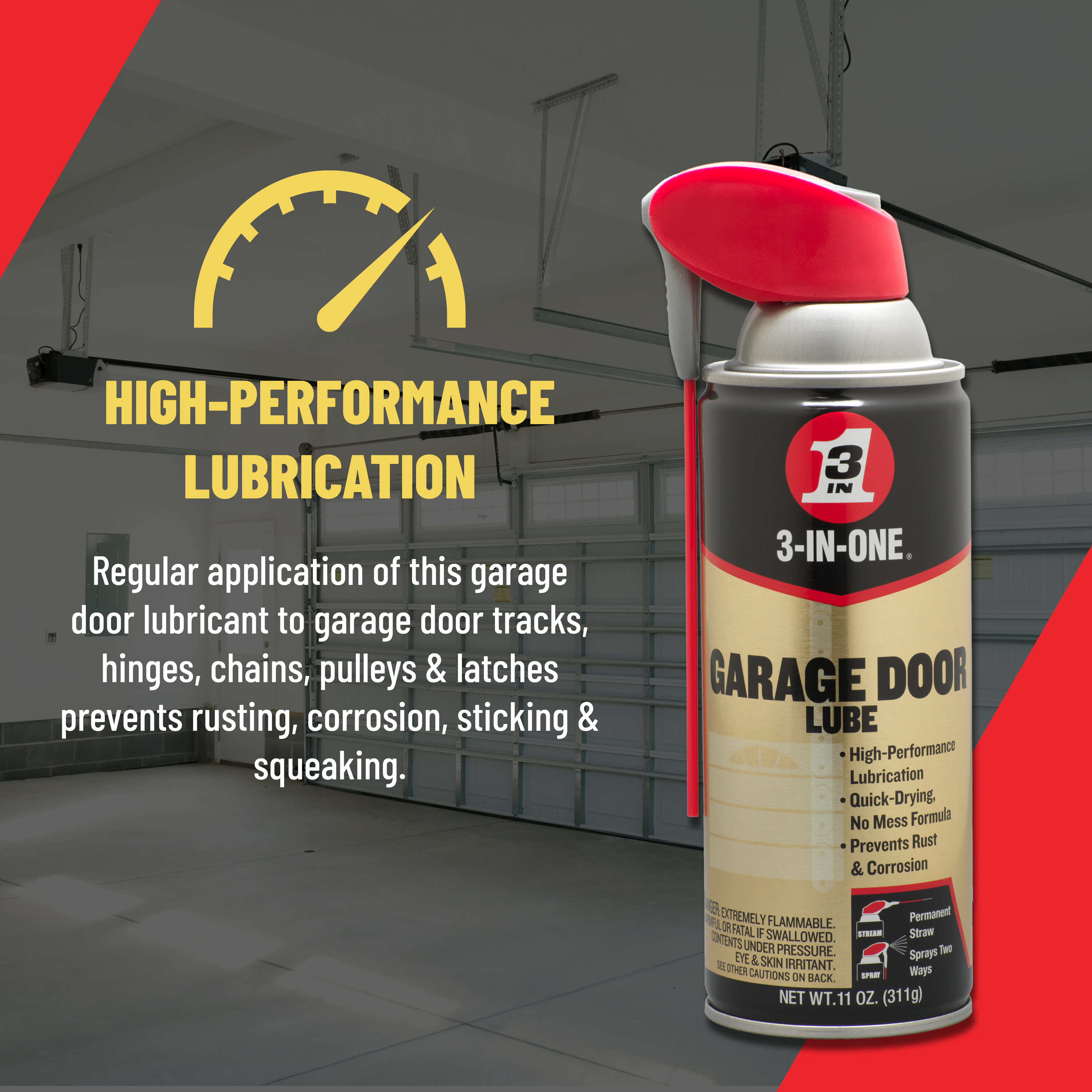 3-IN-ONE 100581 Professional Garage Door Lubricant Spray, 11 oz. (Pack of 4)