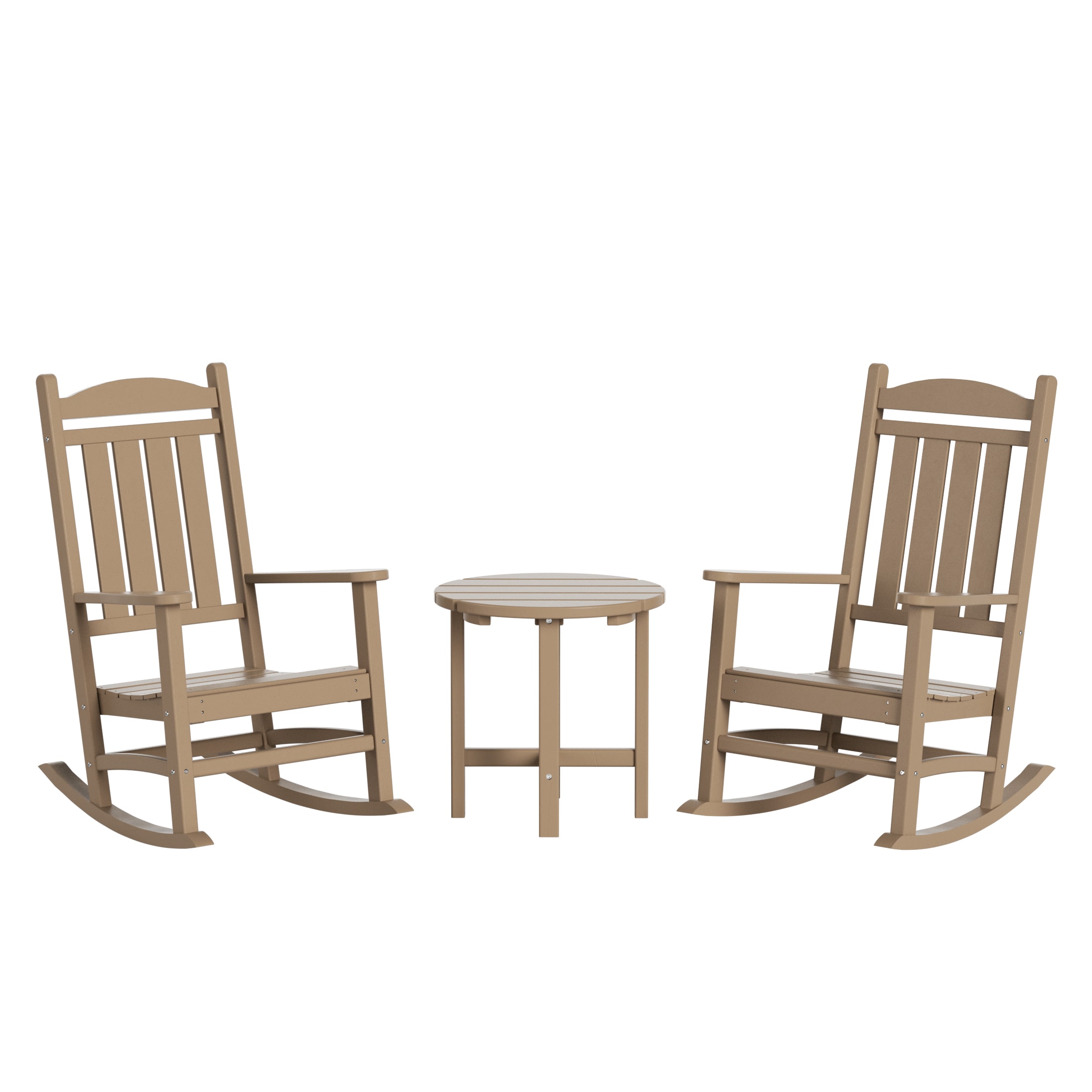 Westin Furniture OP5001-WW3 Laguna Set of 2 Weathered Wood HDPE Frame Rocking Chair with Slat Seat