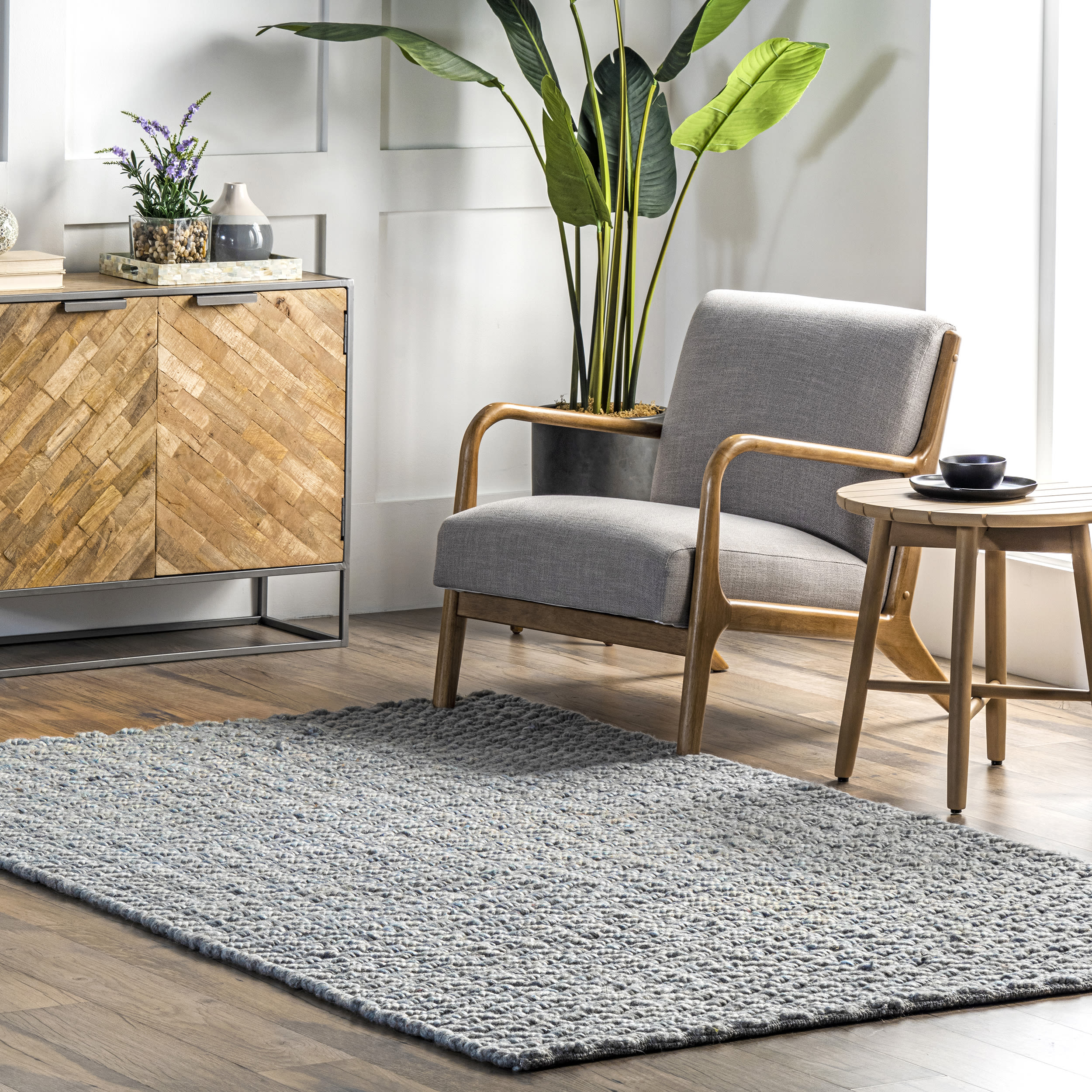 nuLOOM VESE01B-508 Selina 5 x 8 (ft) Wool Light Blue Rectangular Indoor Solid Area rug