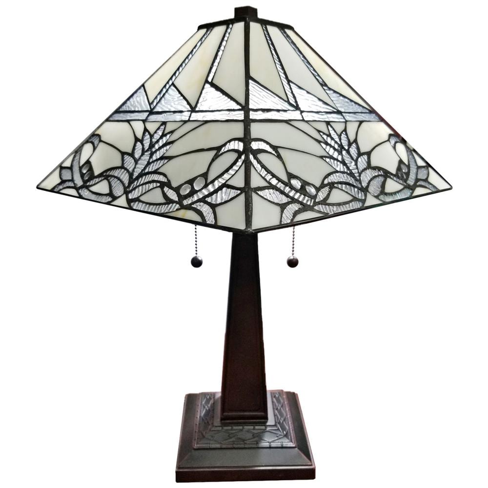 Tiffany Style 22" White Stained Glass Table Lamp