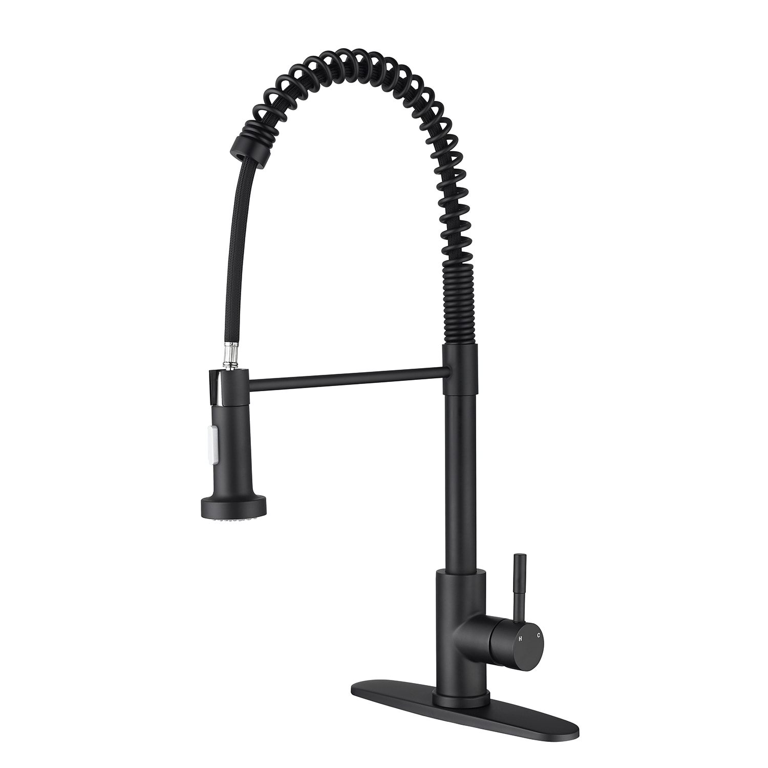 Damerin KT-ZF-06 Matte Black Single Handle Deck-mount Pull-down Kitchen Faucet with Sprayer ( Side Sprayer Included )