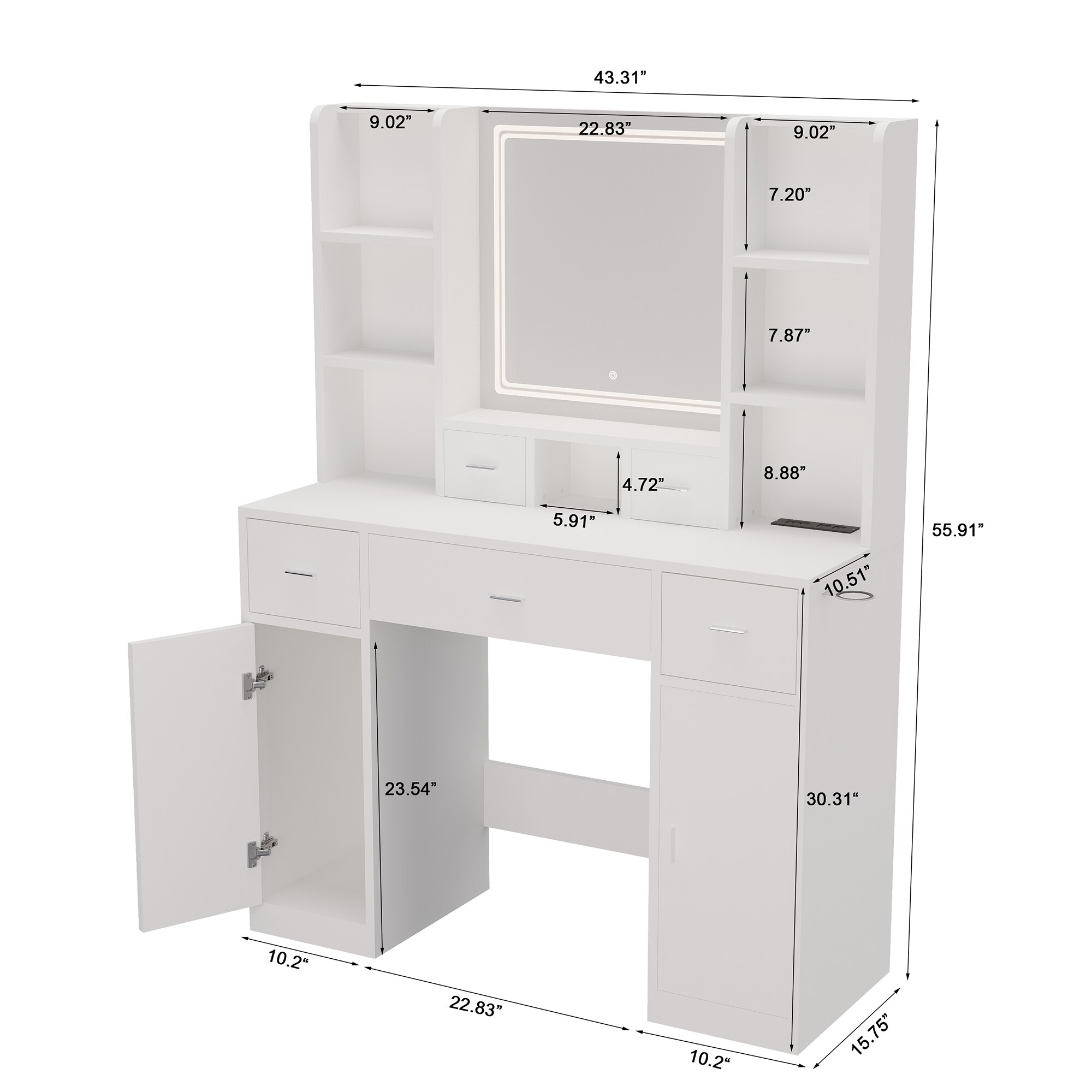 SINOFURN SYC080023WT Bedroom-Vanities - View #9