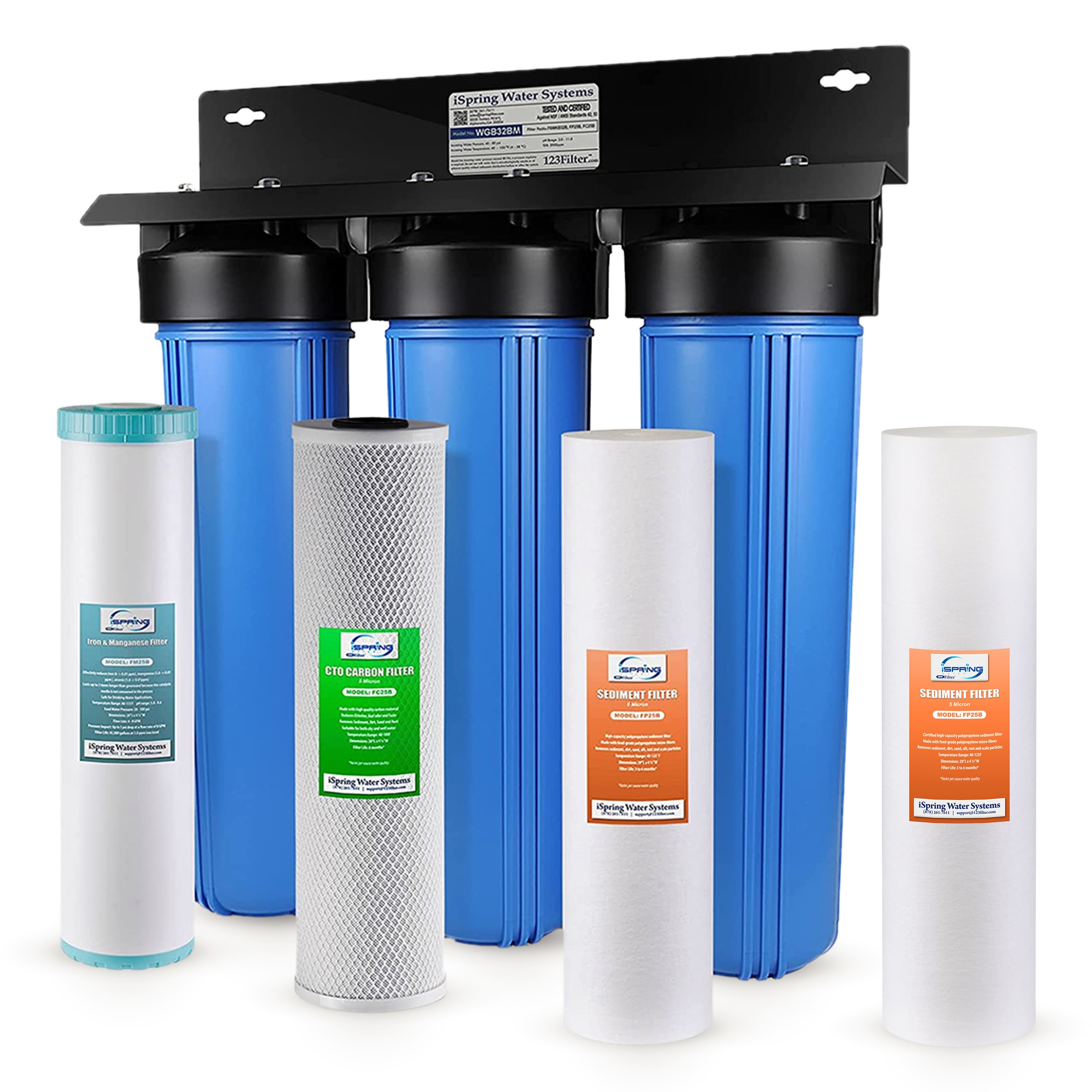 iSpring WGB32BM+FP25B WGB32BM+FP25B Triple-Stage 15-GPM 5 Micron Whole House Water Filtration System