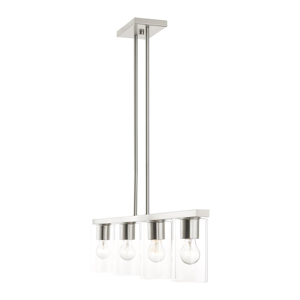 Brushed Nickel 4-Light Crystal Chandelier with Clear Glass