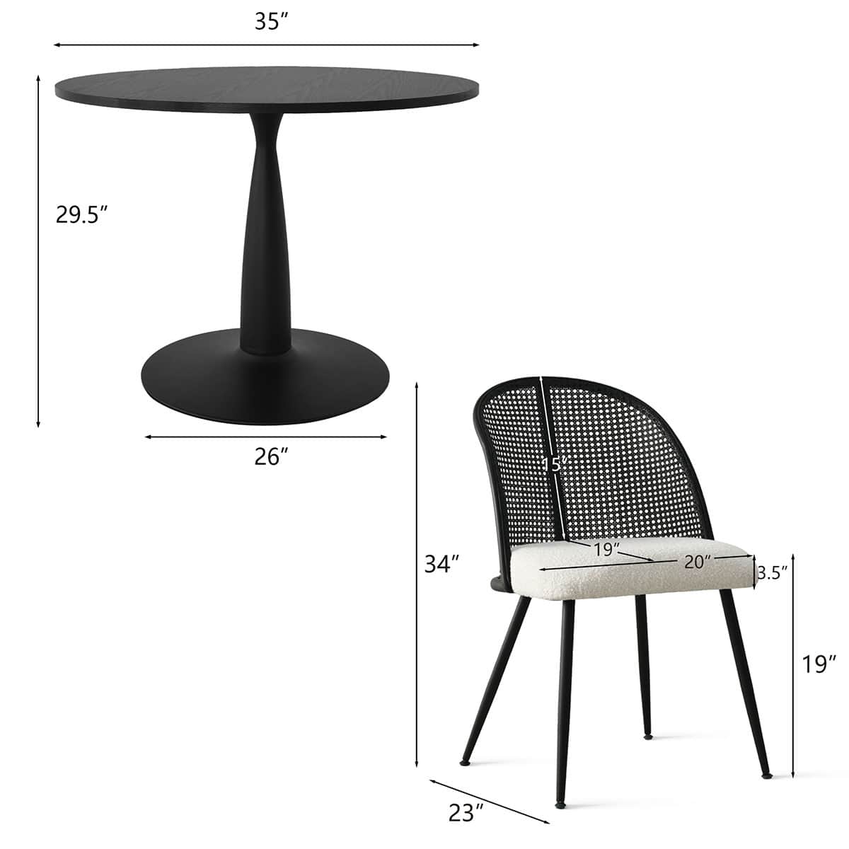 Maison Boucle NEWHAVEN-BK+LUCCA-4 Dining-Sets - View #3