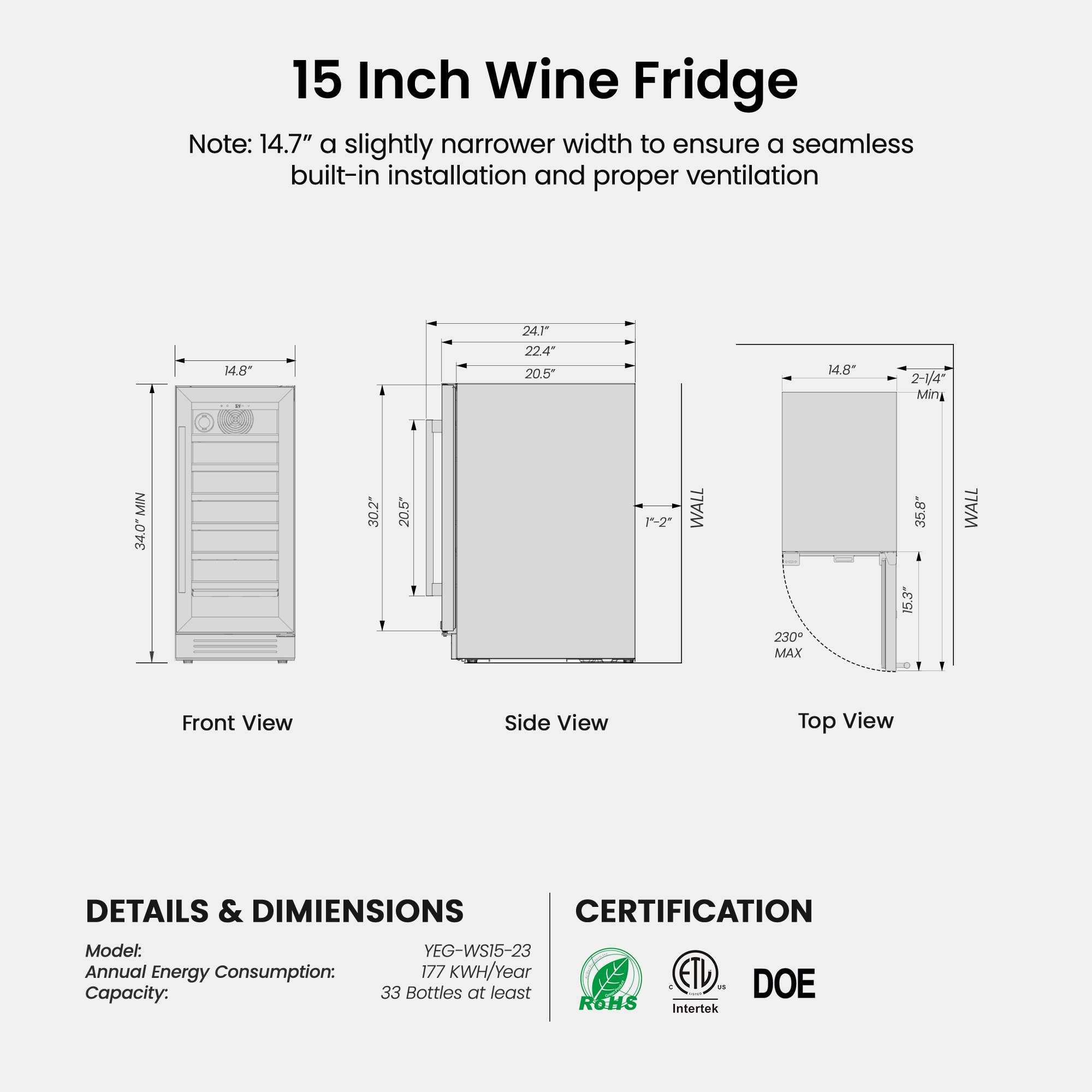 Yeego YEG-WS15-LS Wine-Chillers - View #6