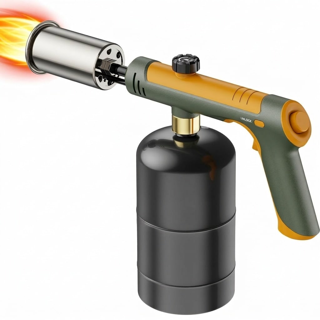Justincity One Touch Propane Torch Adjustable Flame Up to 3272F Heavy Duty Zinc Alloy Torch for Searing Steaks BBQ Weeding Soldering 1 Piece #LJT0422S04