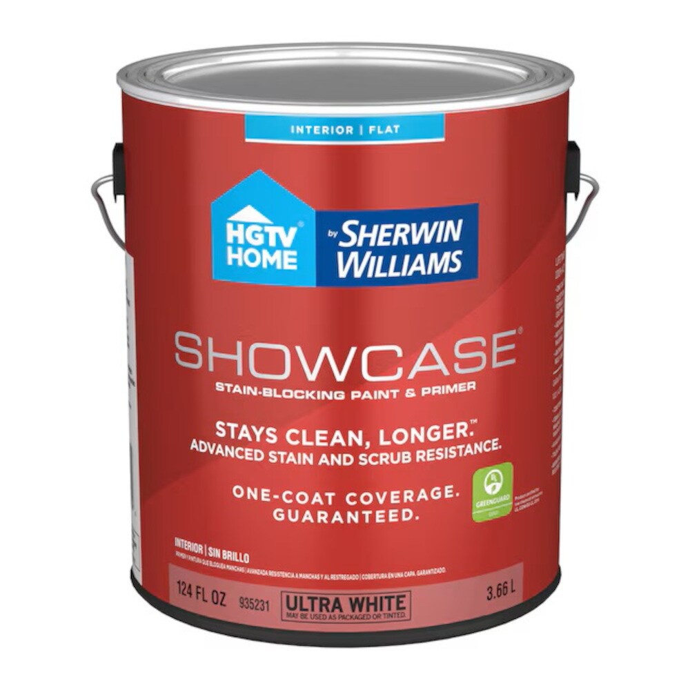 HGTV HOME by Sherwin-Williams 811011 Showcase Flat White Tintable Acrylic Interior Paint Paint + Primer ( 1-gallon )