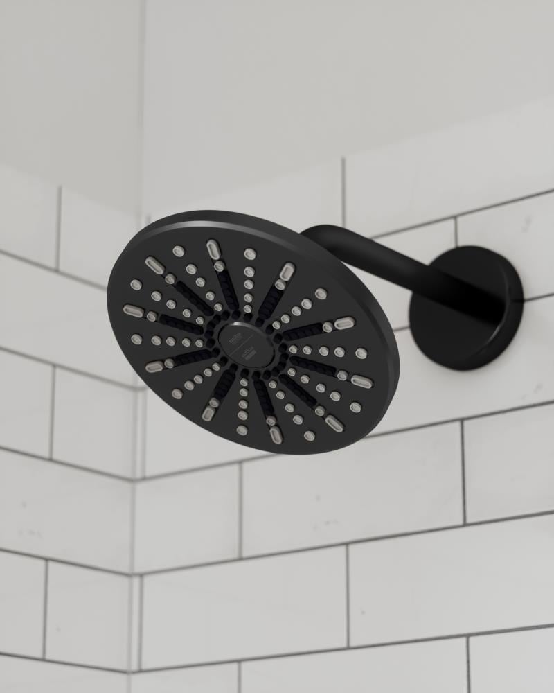 Matte Black 8-Inch Round Wall Mounted Rain Shower Head