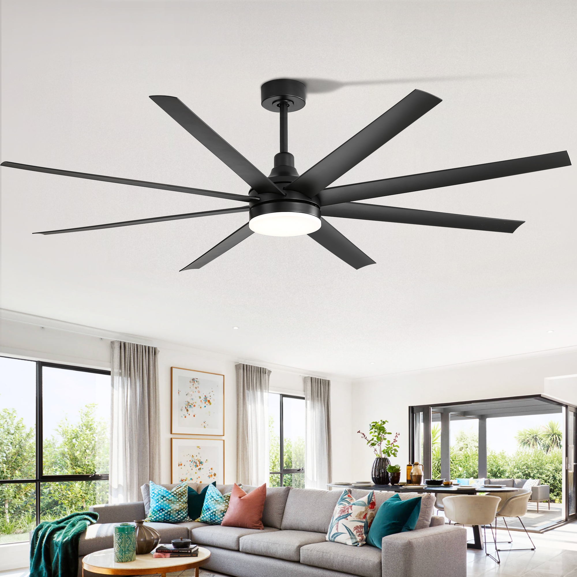 Breezary 72-in Black Color-changing Indoor Ceiling Fan with Light