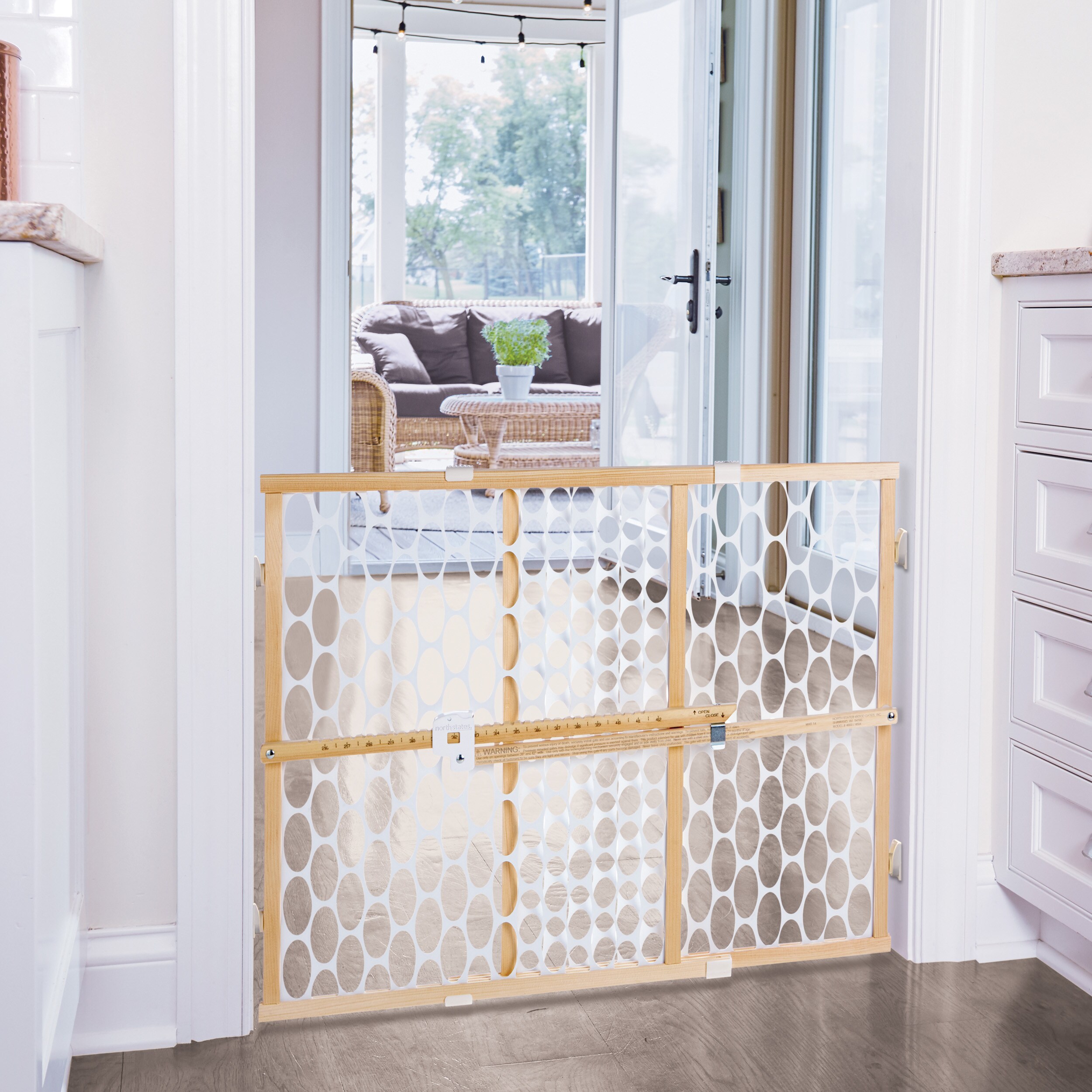 Toddleroo by North States 42-in x 23-in Pressure Mounted White Wood Safety Gate