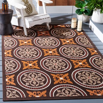 Safavieh Veranda 4-ft x 5-ft-7-in (Chocolate/Terracotta) 4 x 6 Chocolate/Terracotta Indoor/Outdoor Floral/Botanical Farmhouse/Cottage Area Rug Safavieh Veranda 4-ft x 5-ft-7-in (Chocolate/Terracotta) 4 x 6 Chocolate/Terracotta Indoor/Outdoor Floral/Botanical Farmhouse/Cottage Area Rug