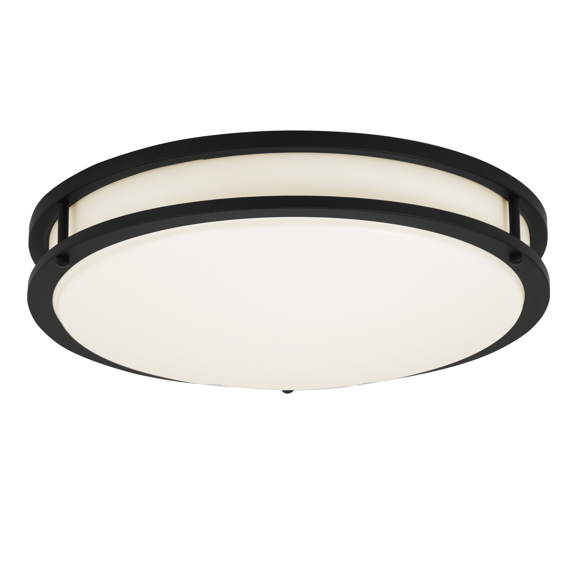Matte Black 16" LED Flush Mount Ceiling Light with White Shade
