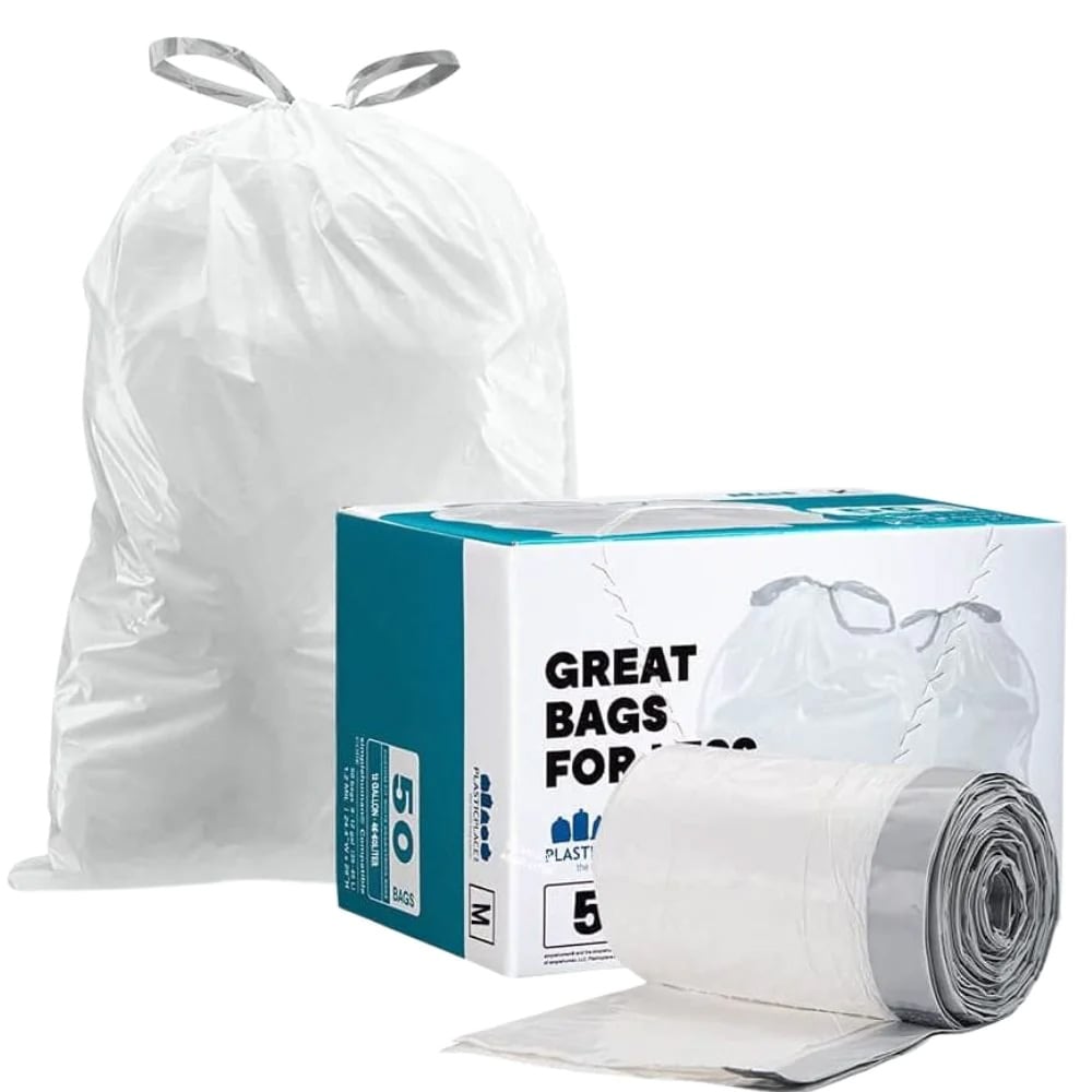 1 Roll Small Garbage Bag Drawstring Trash Bags Durable Plastic Home Kitchen  Tool