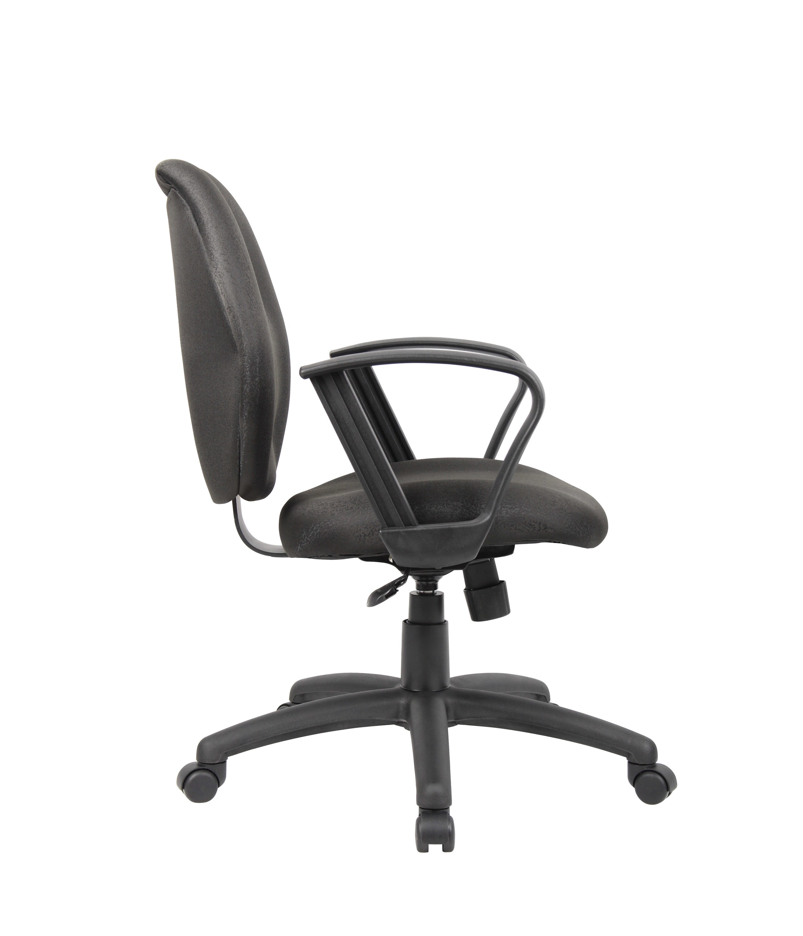ErgoComfort Mid-Back Black Fabric Task Chair with Fixed Arms