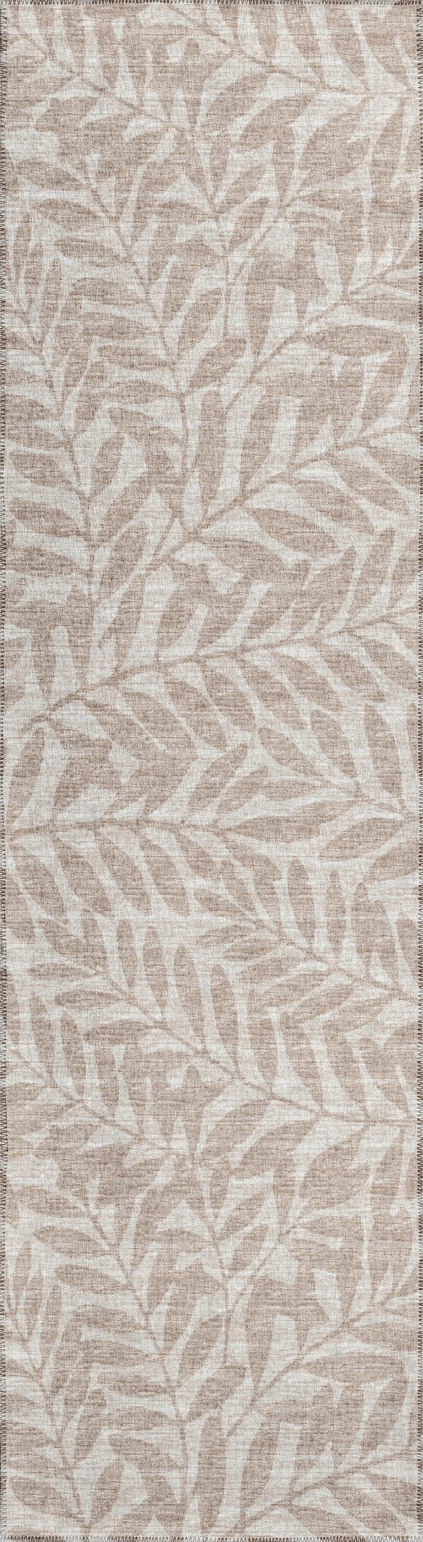 Addison Rugs AYU35TA2X8 Yuma 2 x 8 (ft) Chenille Taupe Rectangular Indoor/Outdoor Floral/Botanical Tropical Machine washable Runner rug