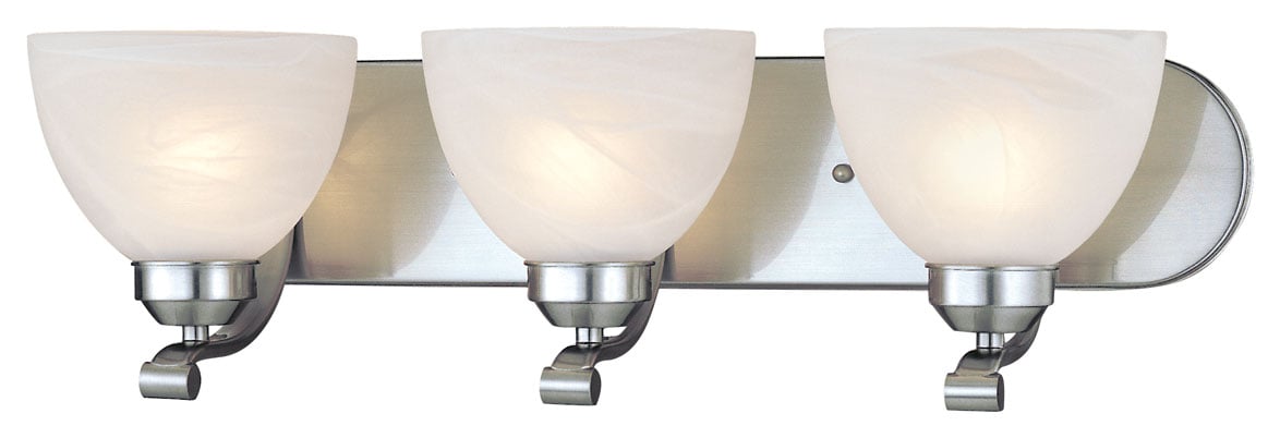Brushed Nickel 24" Etched Glass 3-Light Bathroom Vanity Fixture