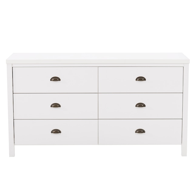 Corliving Boston Classic White 6 Drawer, Ikea Lowboy Dresser With Mirrors And Lights