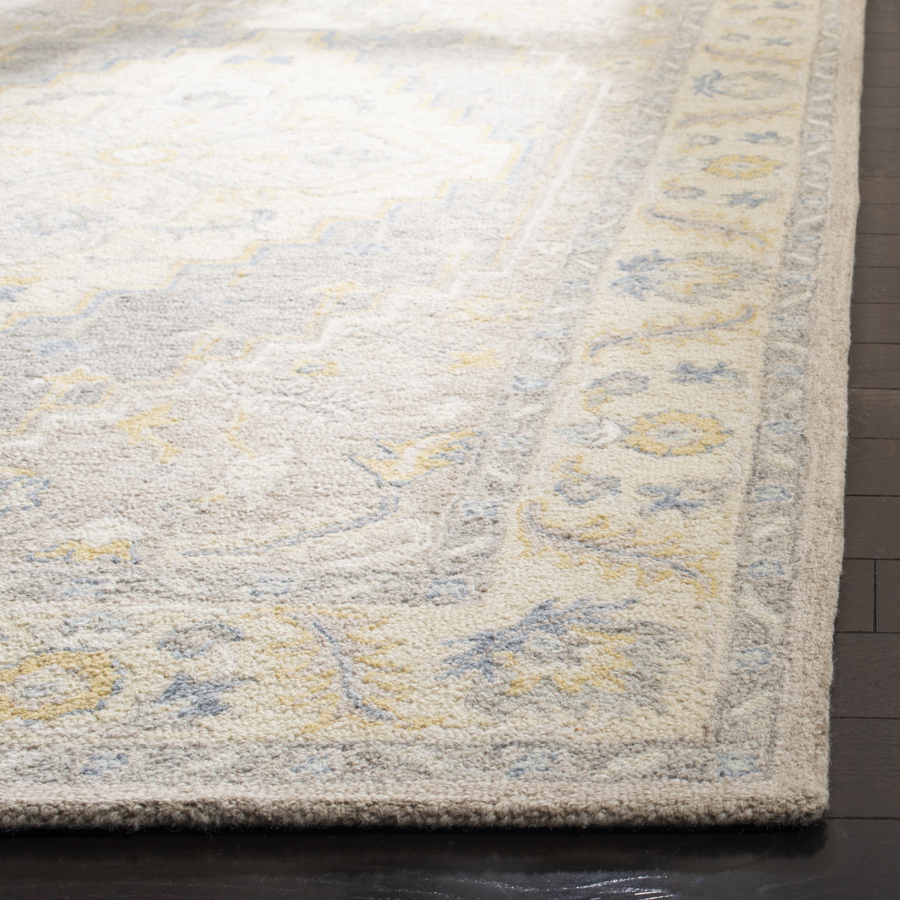 Beige and Gray Hand-Tufted Wool Runner Rug