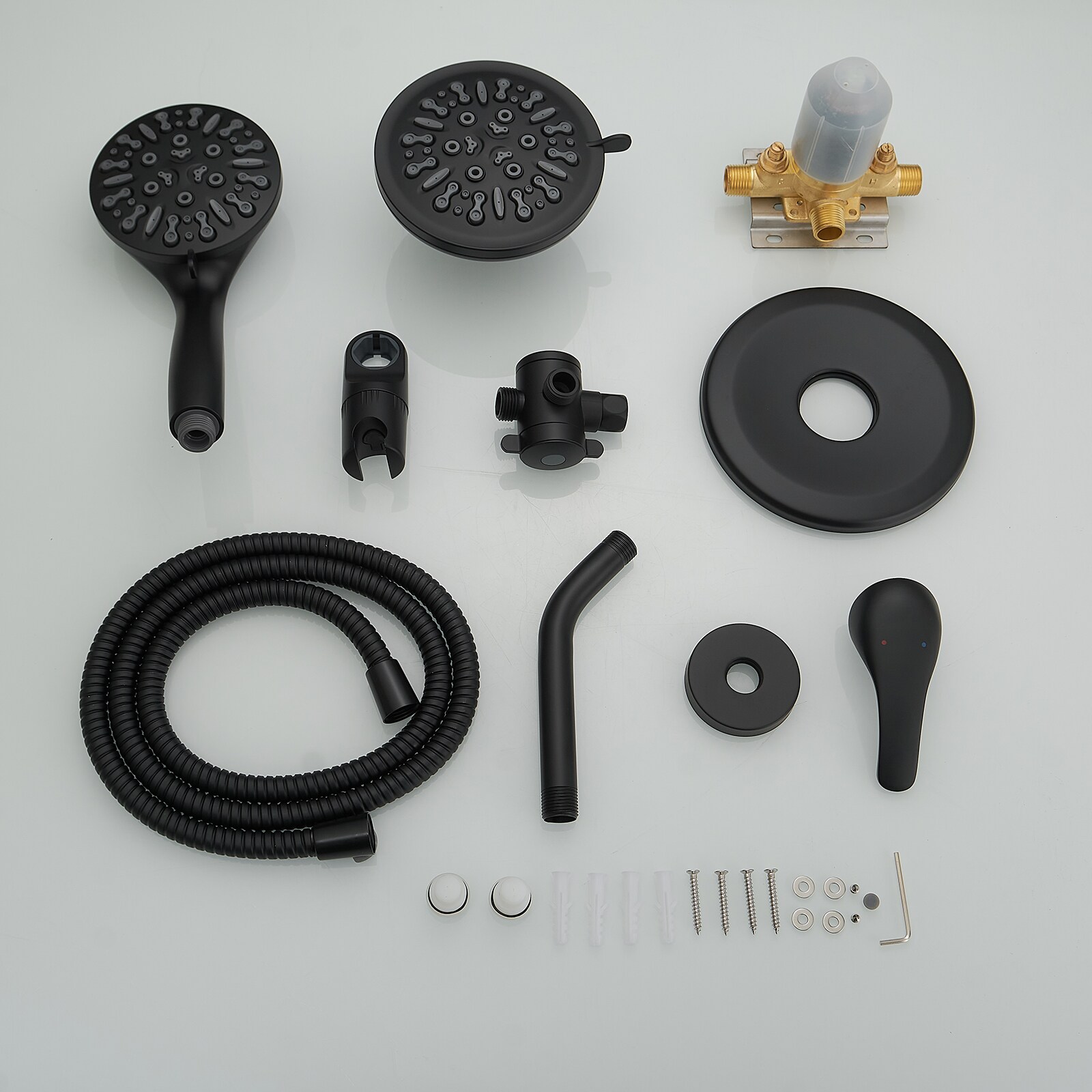 Matte Black Dual Function Rain Shower Faucet Combo Set
