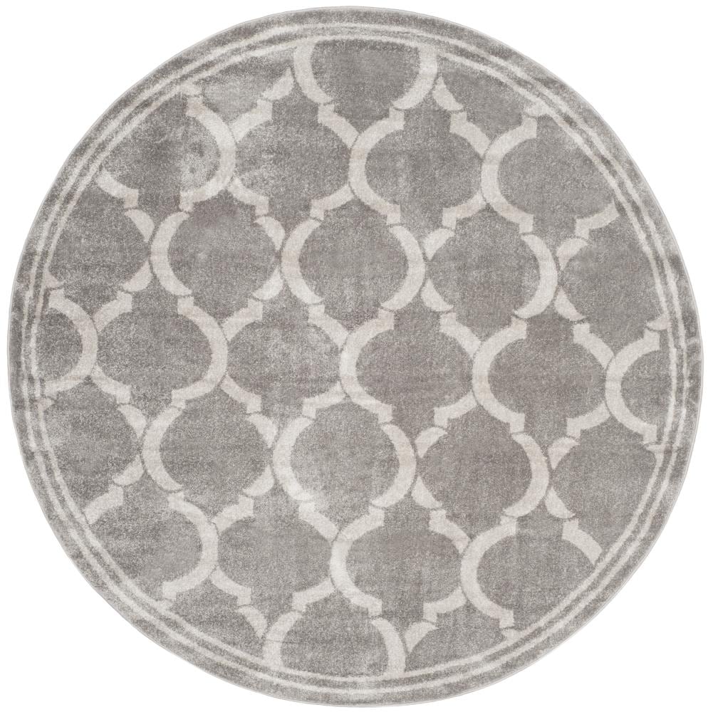 Safavieh AMT415C-7R Tilles 7 x 7 (ft) Loomed Polypropylene Gray/Light Gray Round Indoor/Outdoor Trellis Area rug