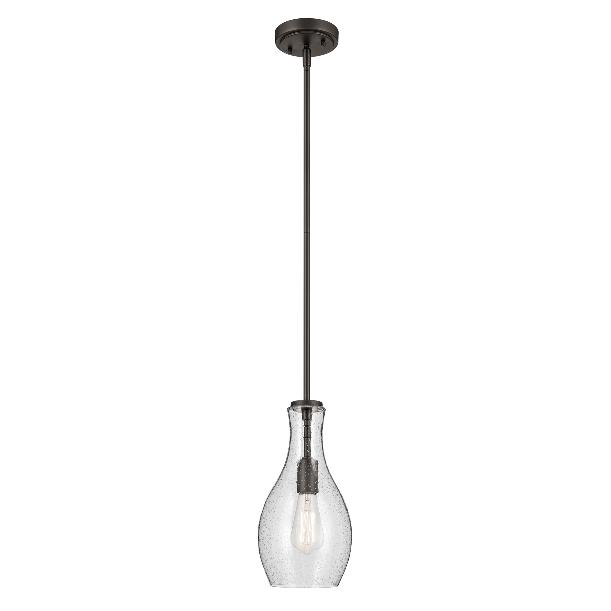 Kichler 42456OZCS Everly 1 -Light Olde Bronze Modern/contemporary Seeded glass Teardrop Small Hanging Pendant light