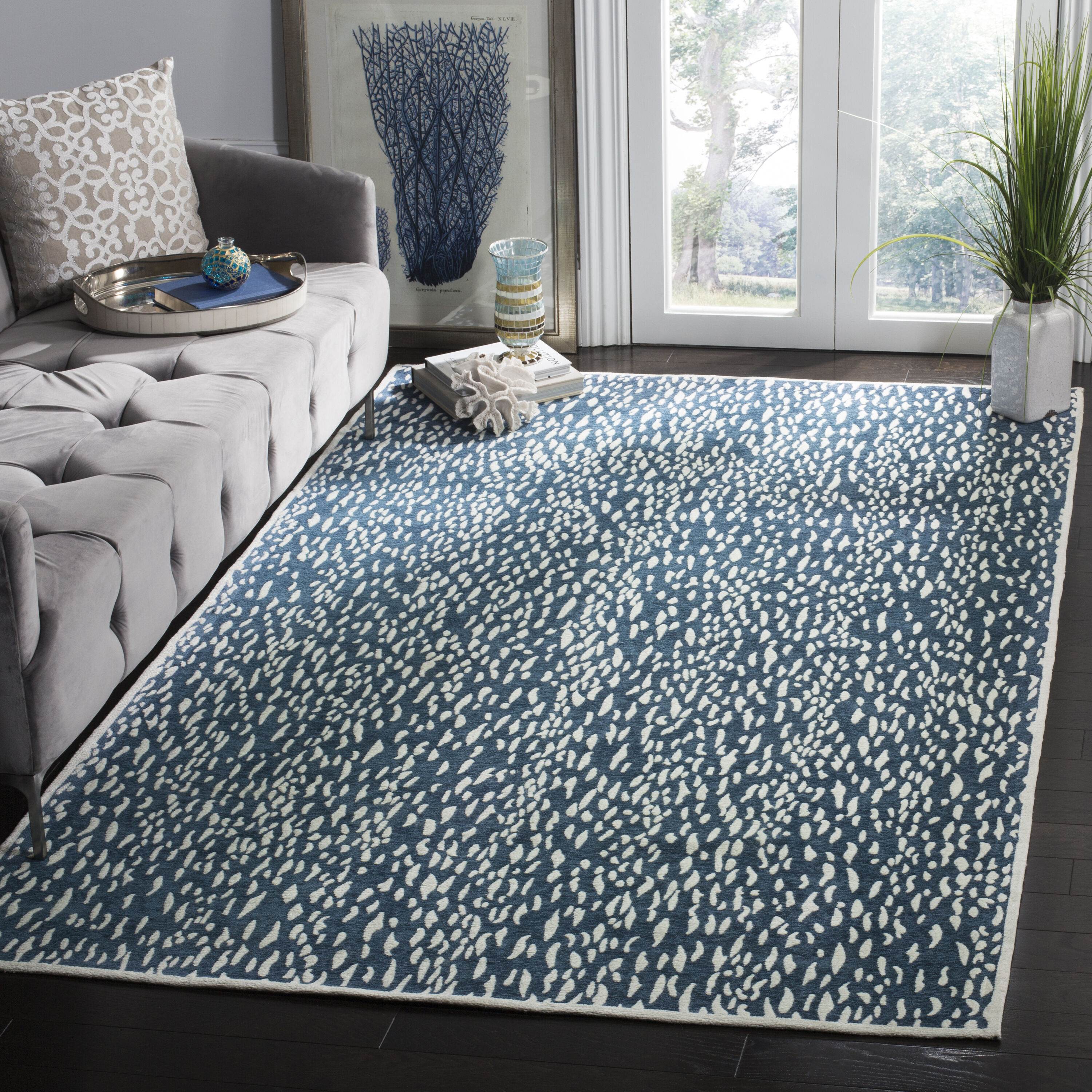 Safavieh MRB657D-24 Marbella Sunetra 2 x 4 (ft) Loomed Polyester Blue/Ivory Rectangular Indoor Abstract Bohemian/Eclectic Throw rug