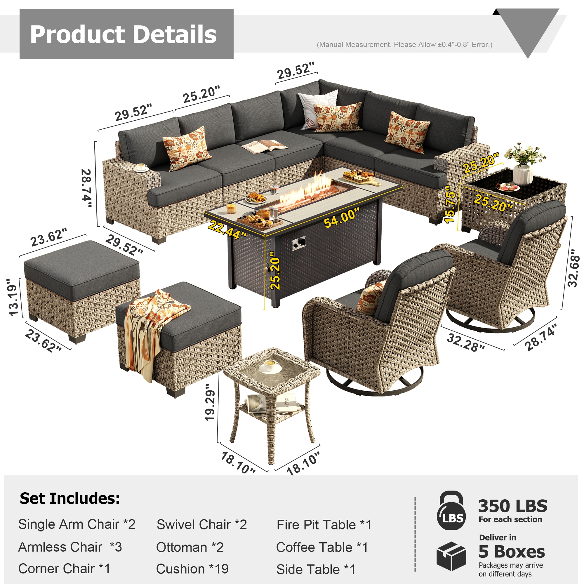 XIZZI XIXSQF1185-RC3DFP Patio-Conversation-Sets - View #10