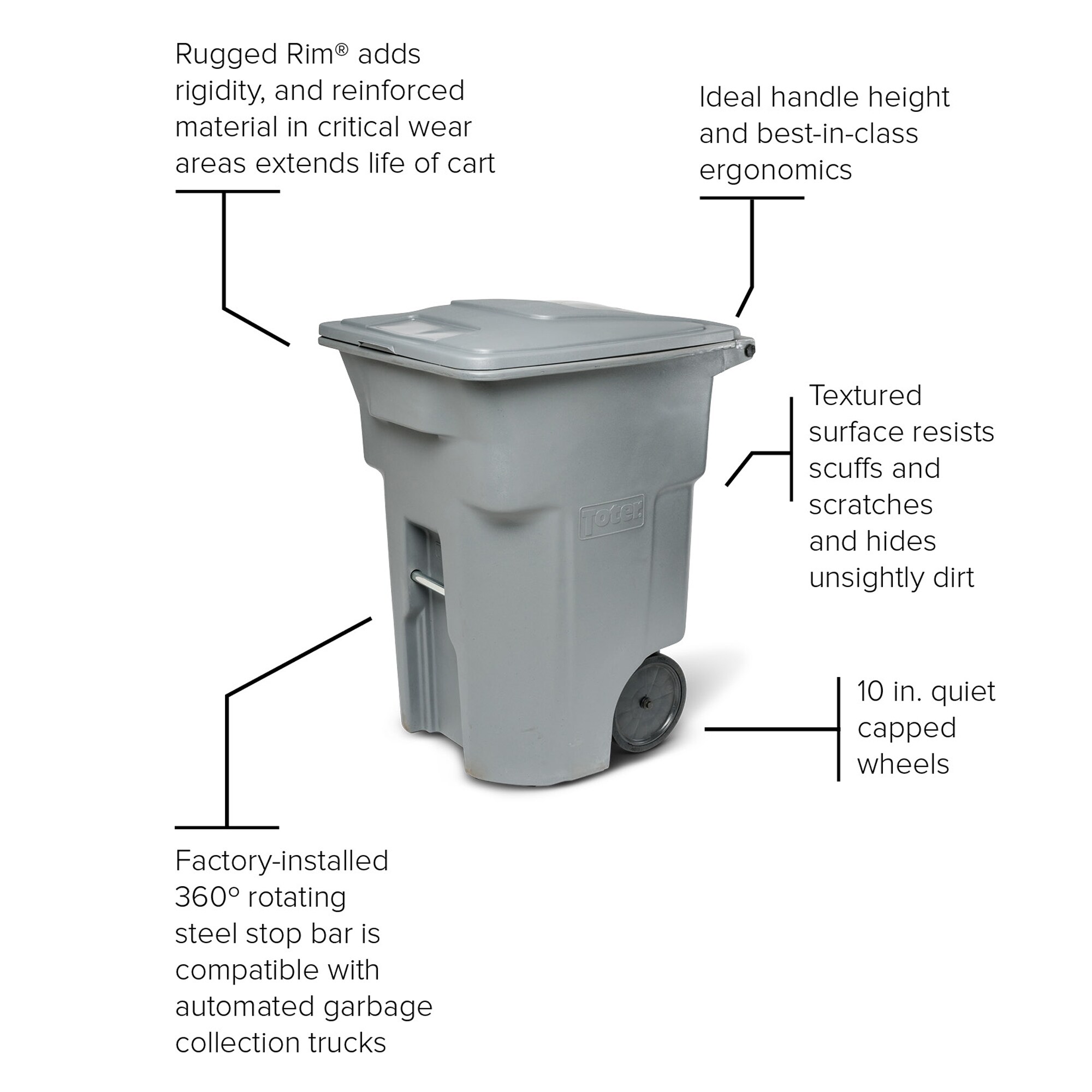 Toter 96-Gallon Graystone Plastic Wheeled Trash Can with Lid in the ...