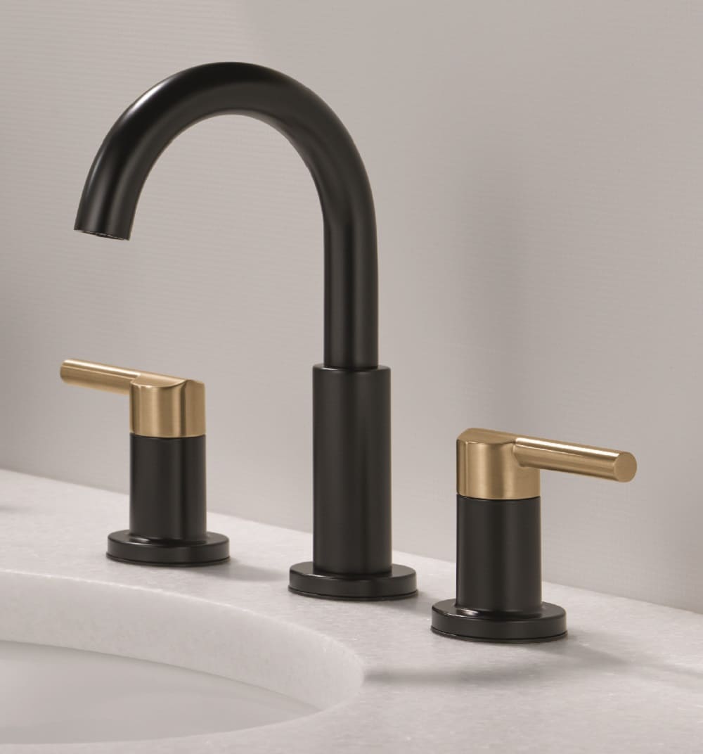 Delta Nicoli Black Widespread 2-Handle WaterSense Bathroom Sink Faucet with Drain