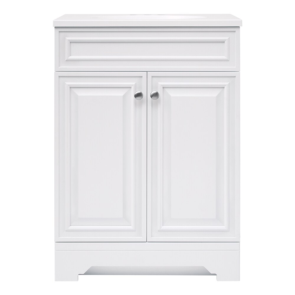 Style Selections Kerrington 24-in White Single Sink Bathroom Vanity with White Cultured Marble Top