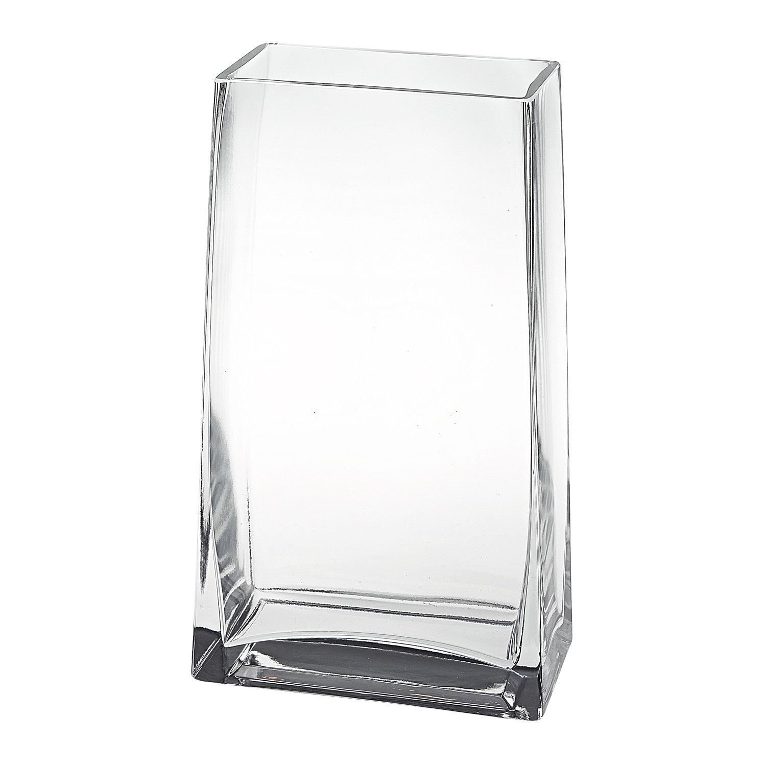 Slickblue - 1 Pack Clear Crystal Glass Contemporary Rectangular Table Vase 9.75 Inch Mouth Blown ...