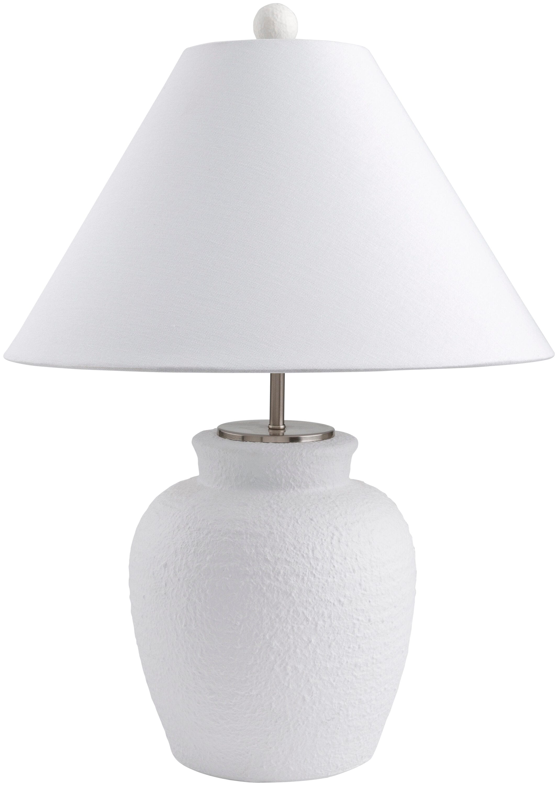 Livabliss Bordeaux 25-in White On/Off switch Table Lamp with Fabric Shade