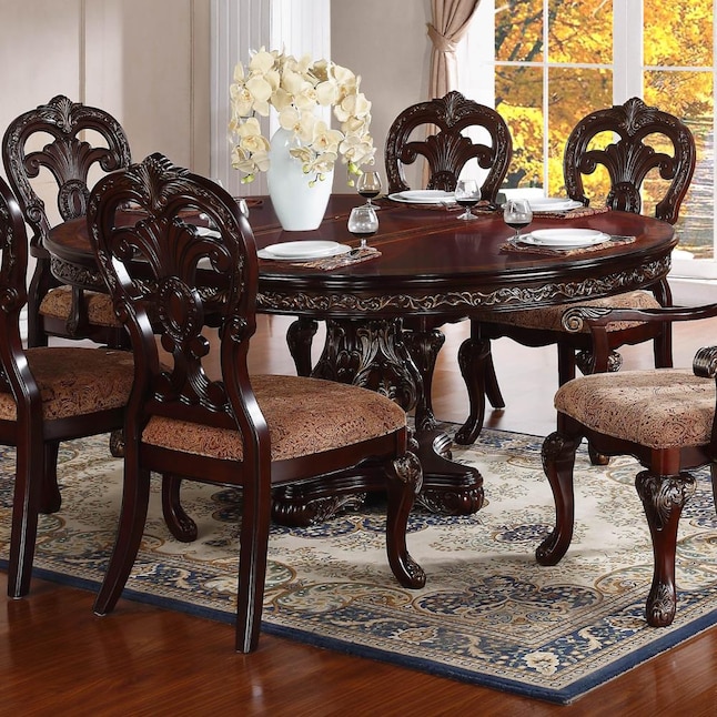 Homelegance Deryn Park Cherry Round, Cherry Wood Round Dining Room Table And Chairs