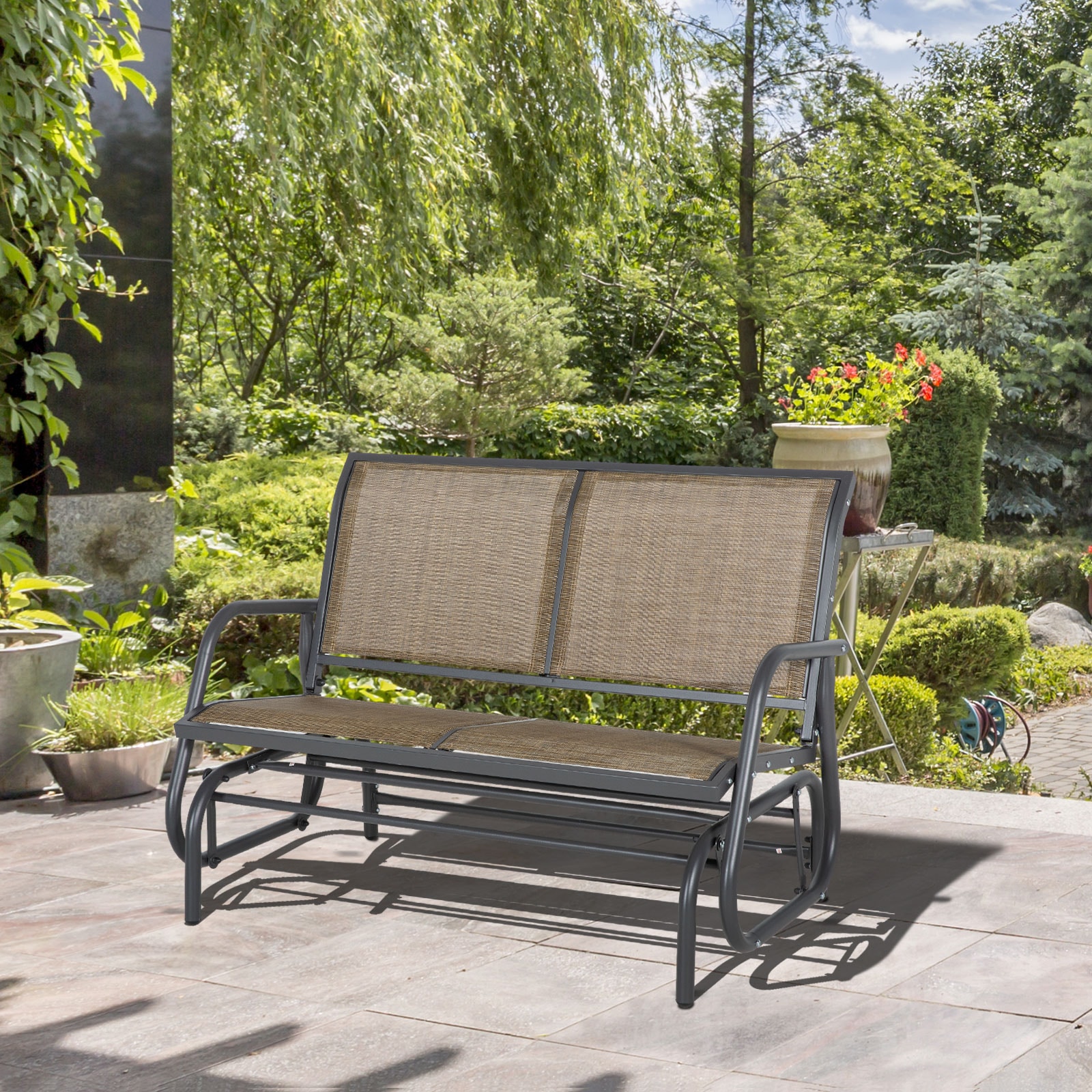 Mondawe MD-KT72320 47.2-Inches W x 33.5-Inches H Brown Steel Love seat Bench