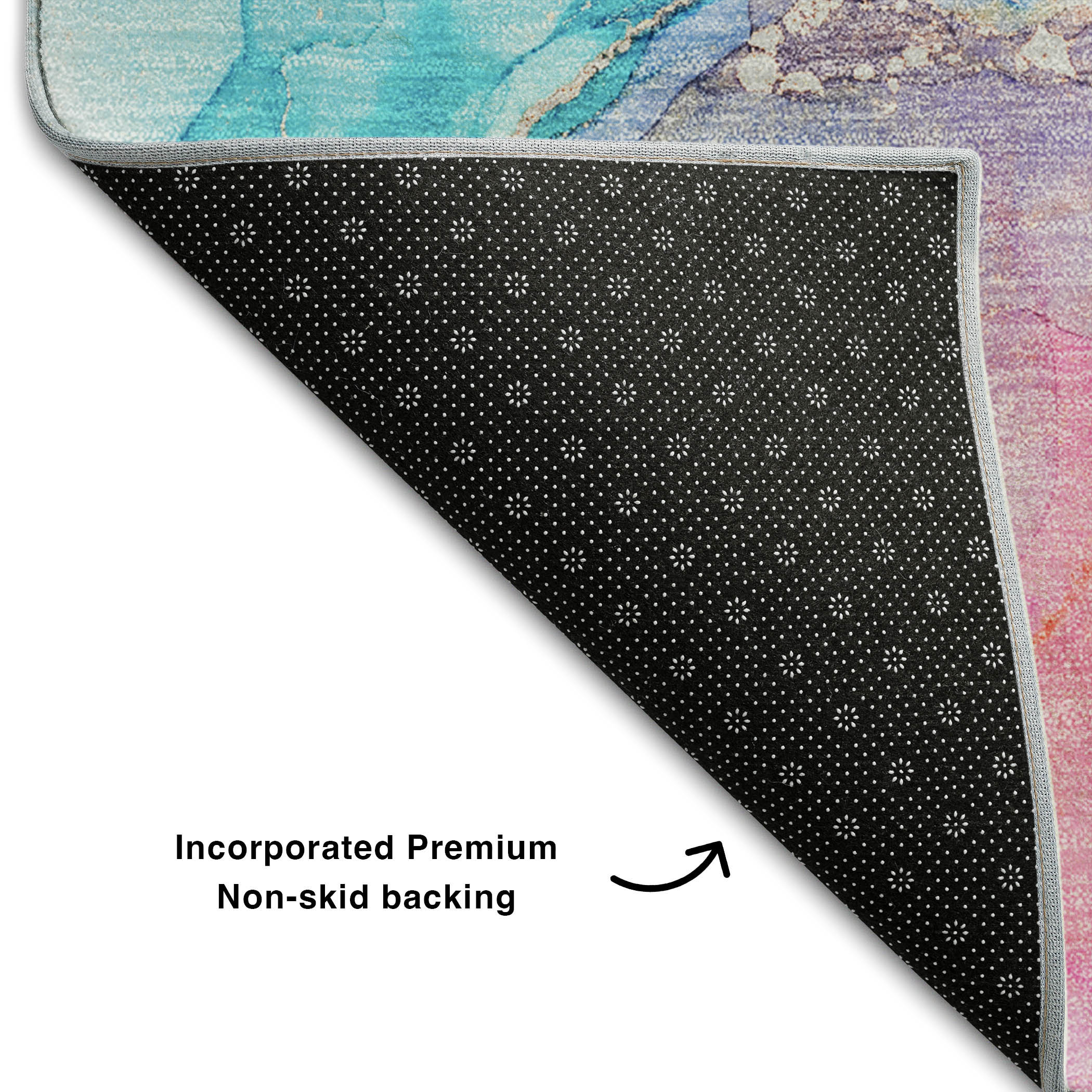 Blue Abstract Rectangular Washable Synthetic Rug 1'8" x 2'6"