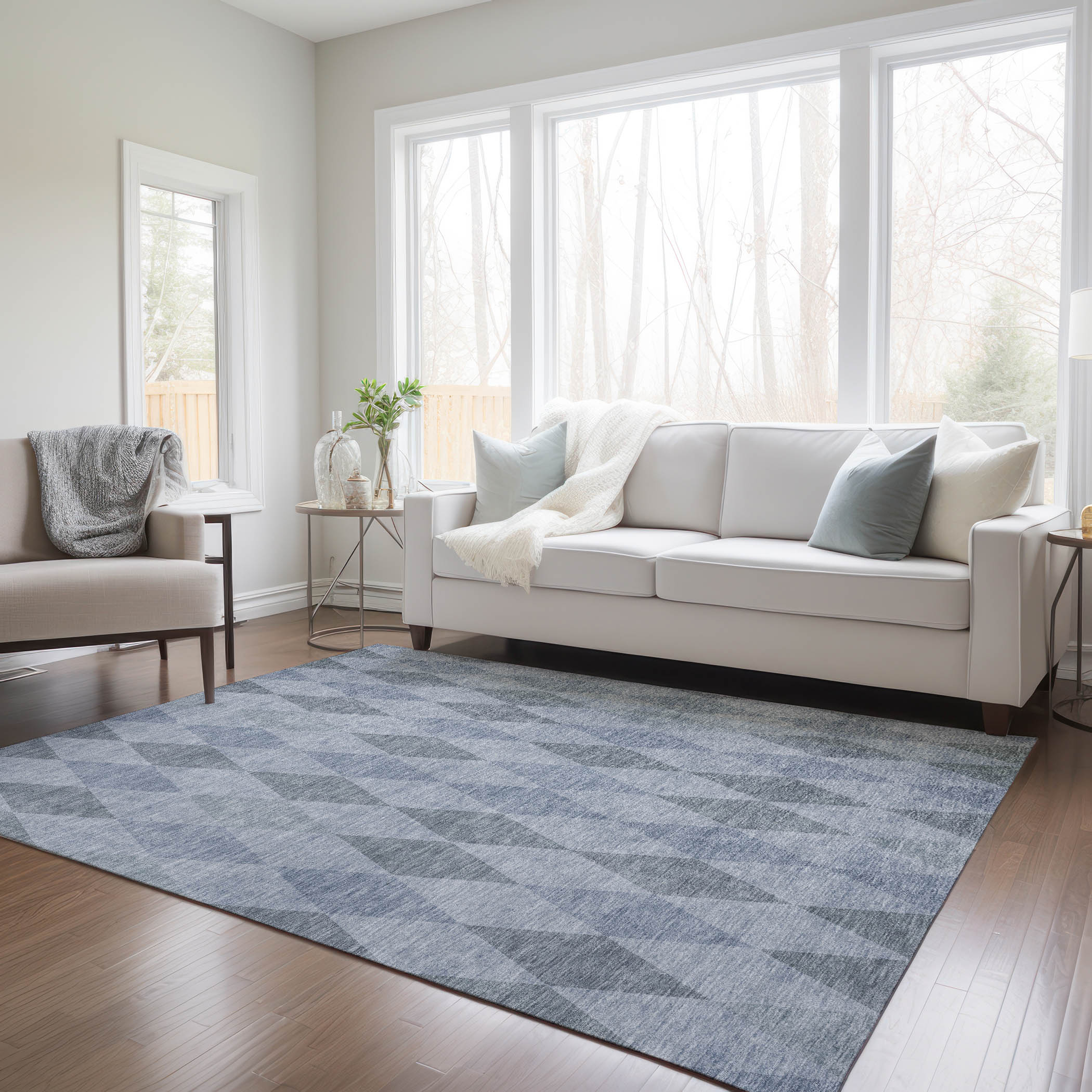 Addison Rugs ACN561DN30X46 Chantille ACN561DN 2 x 3 (ft) Polyester Denim Rectangular Indoor/Outdoor Abstract Mid-Century Modern Machine washable Area rug