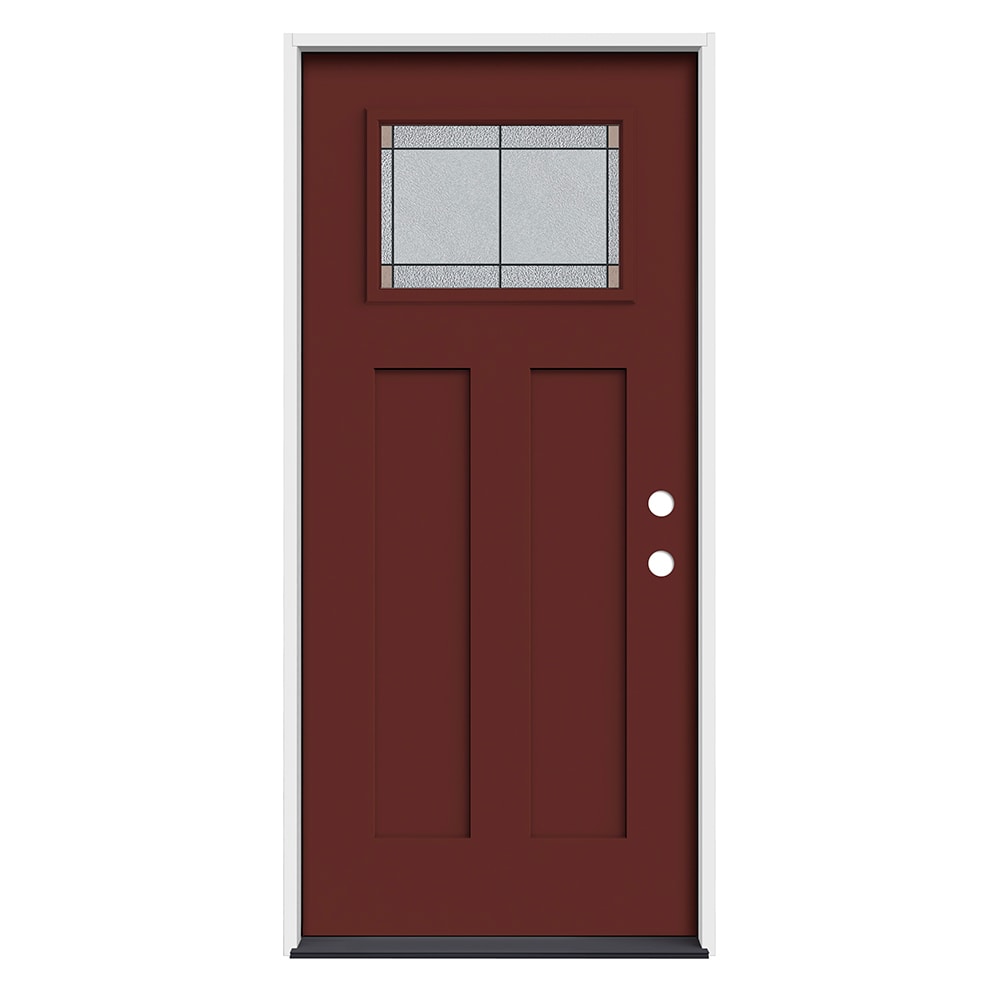 RELIABILT ABS614755 36-in x 80-in x 4-9/16-in Fiberglass Craftsman Left-hand inswing Currant Painted Prehung Front Door Insulating core