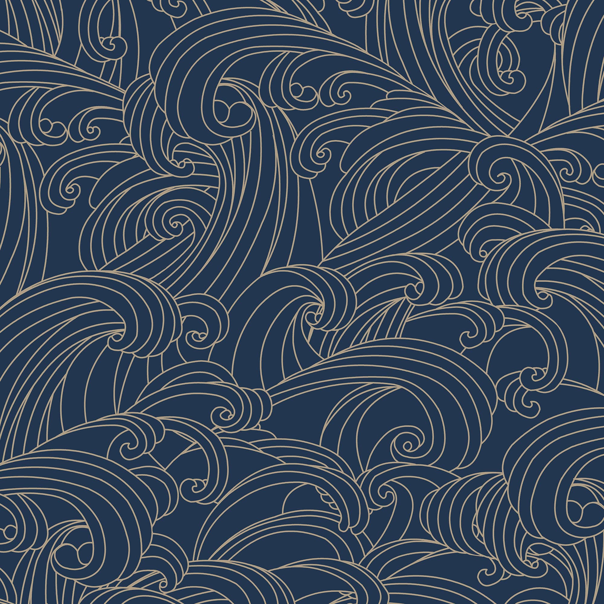 Veer Decor Big Wave Blue Wallpaper
