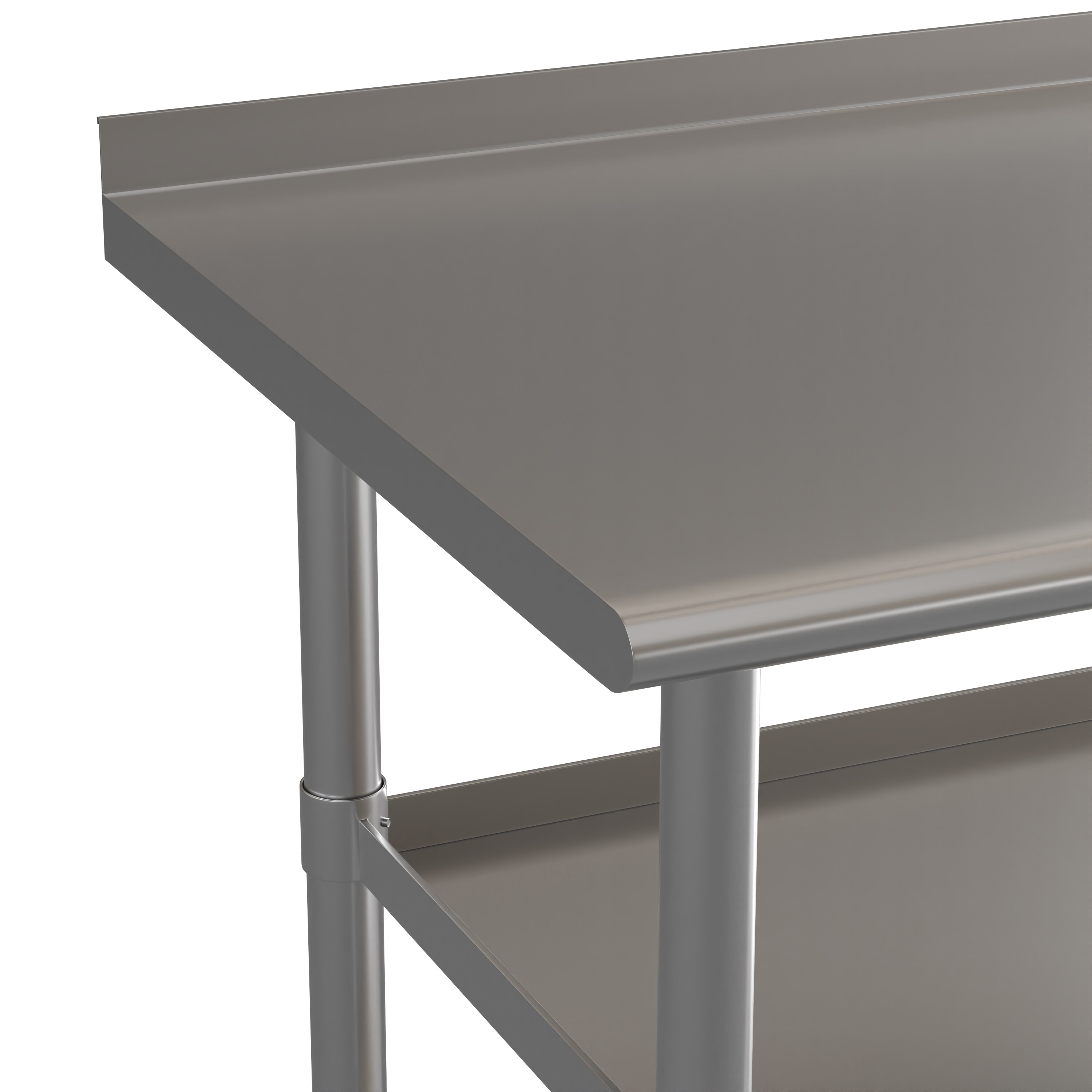 48" Silver Stainless Steel Kitchen Work Table with Backsplash and Shelves