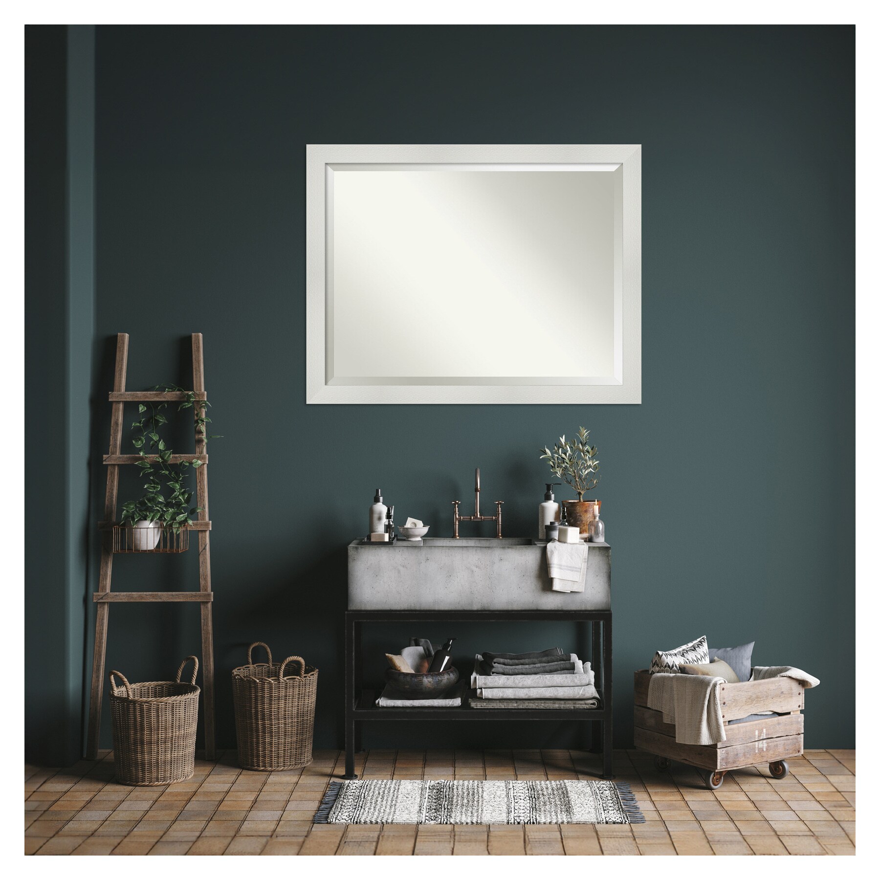 Mosaic White Frame Rectangular Bathroom Vanity Mirror